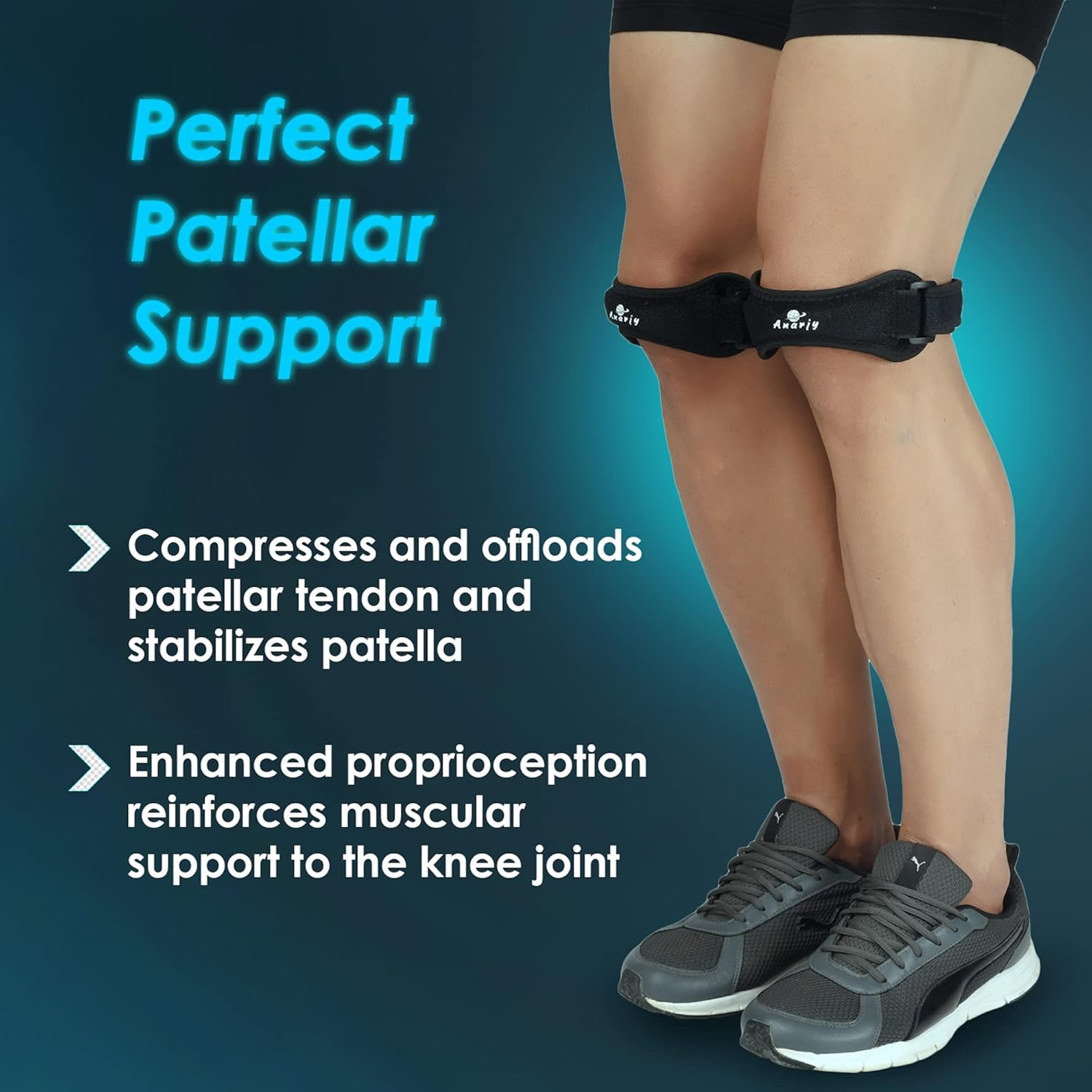 Patella Tendon Knee Strap (Pack of 2) &ndash; Adjustable Knee Pain Relief Brace, Patellar Support for Tendonitis, Osgood-Schlatter & Jumper&rsquo;S Knee &ndash; Breathable, Non-Slip Strap for Sports & Running image number 4