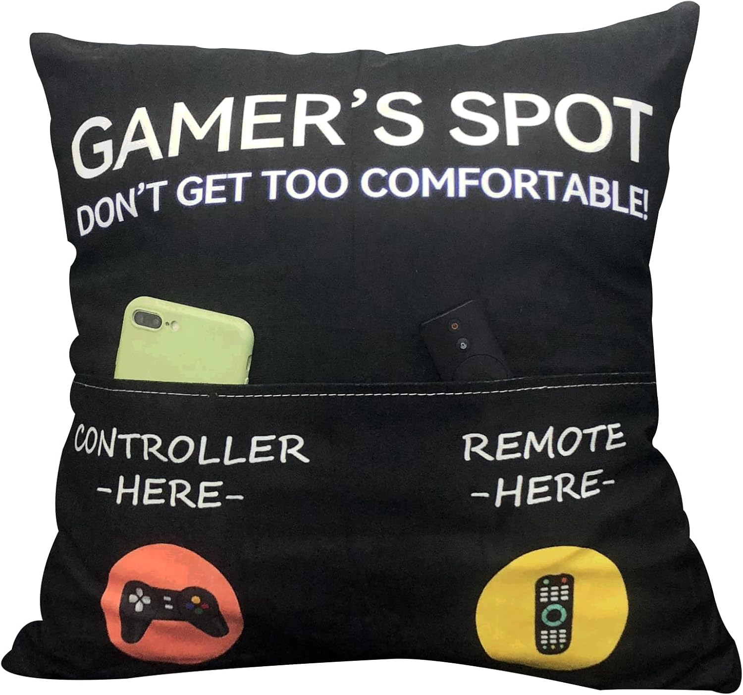 Gamer Gifts, Pocket Design Throw Pillow Covers 18 X 18 Inch, Gaming Room D&eacute;cor Stocking Stuffers Easter Basket Stuffers for Teen Boys Girls Men Father Boyfriends-Red