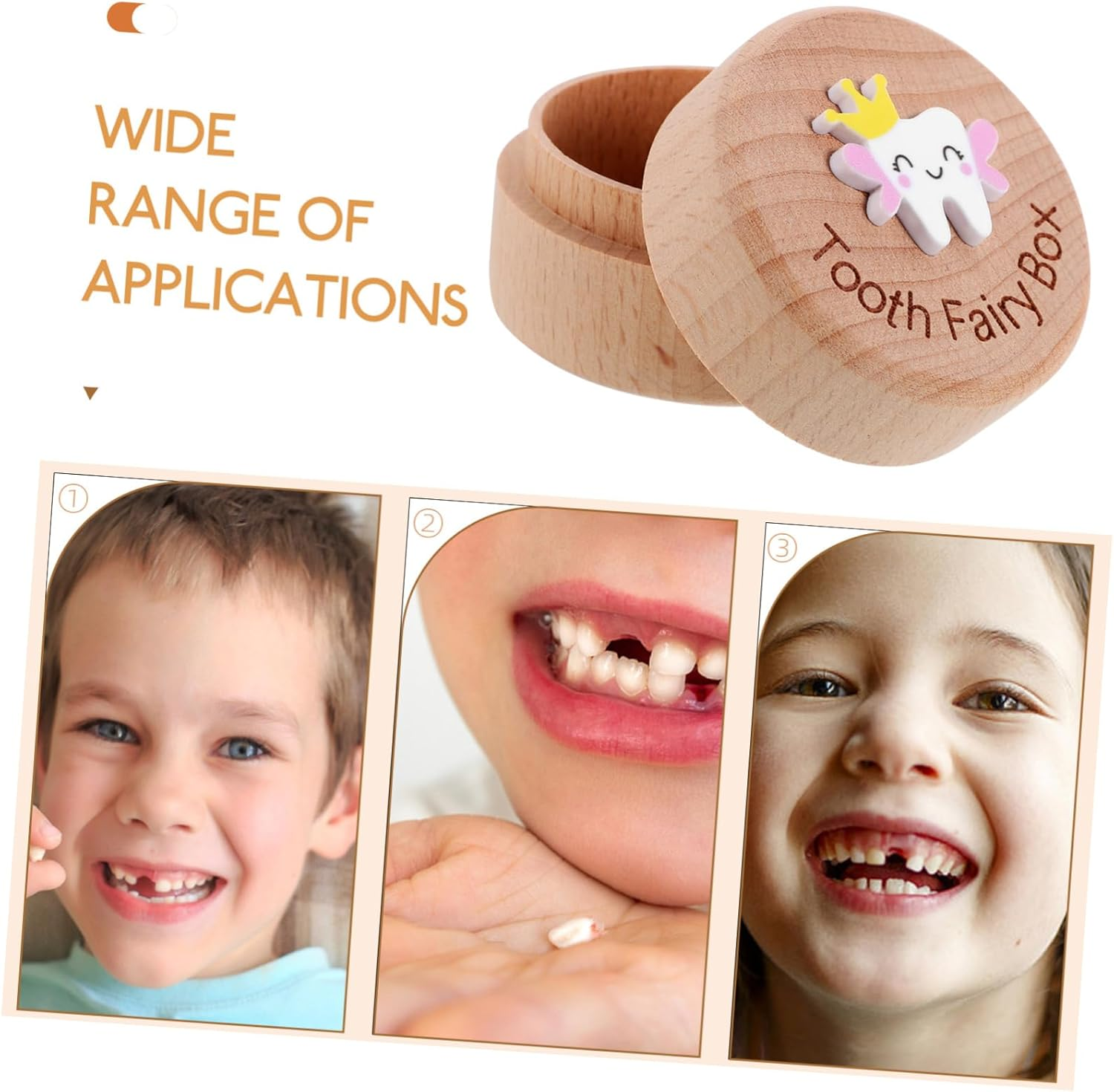 Deciduous Tooth Box Wooden Boys and Girls Teeth Storage Holder Keepsake Collection Organizer at Home image number 4
