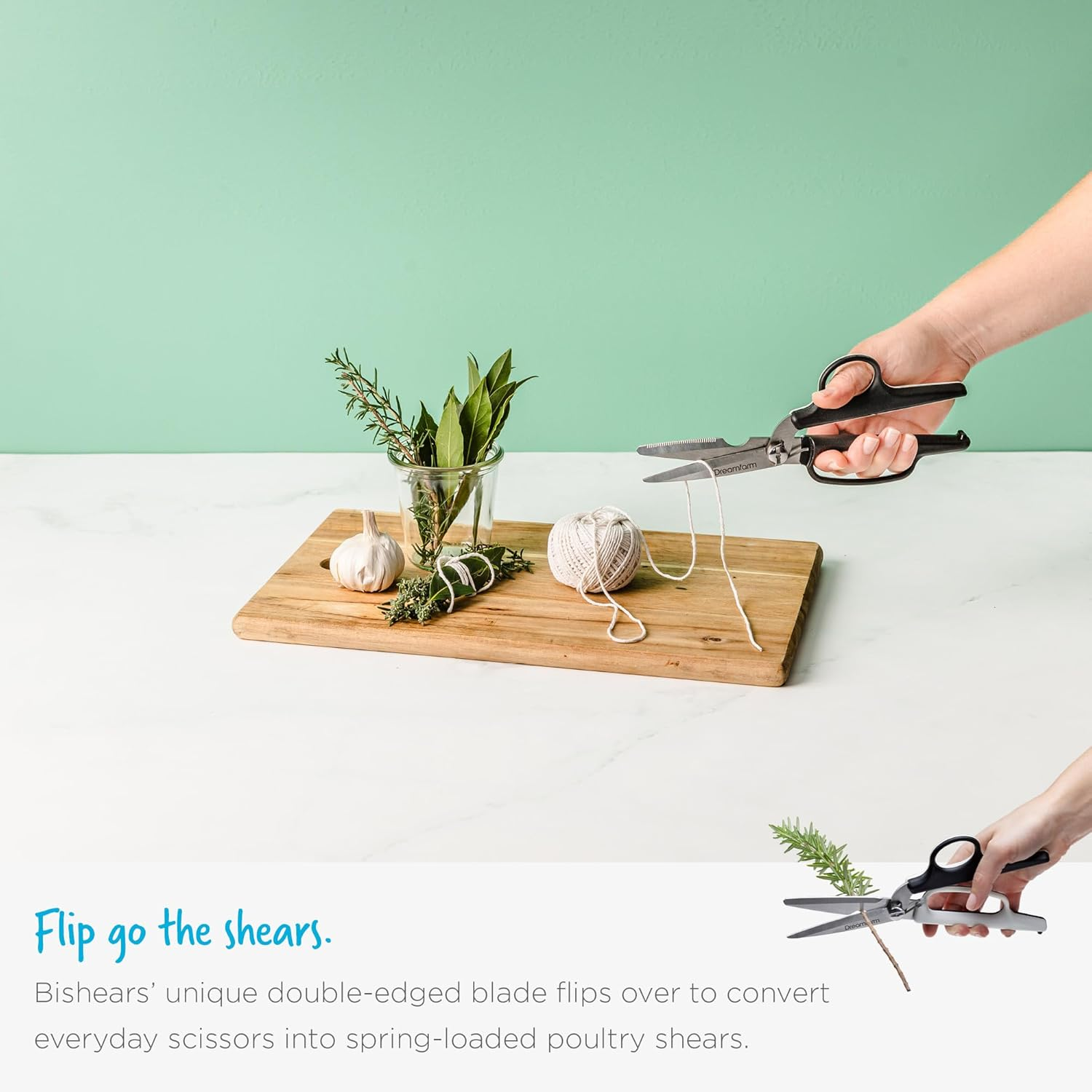 Dreamfarm Bishears 2-In-1 Kitchen Scissors That Flip to Become Powerful Shears - Black/White image number 2