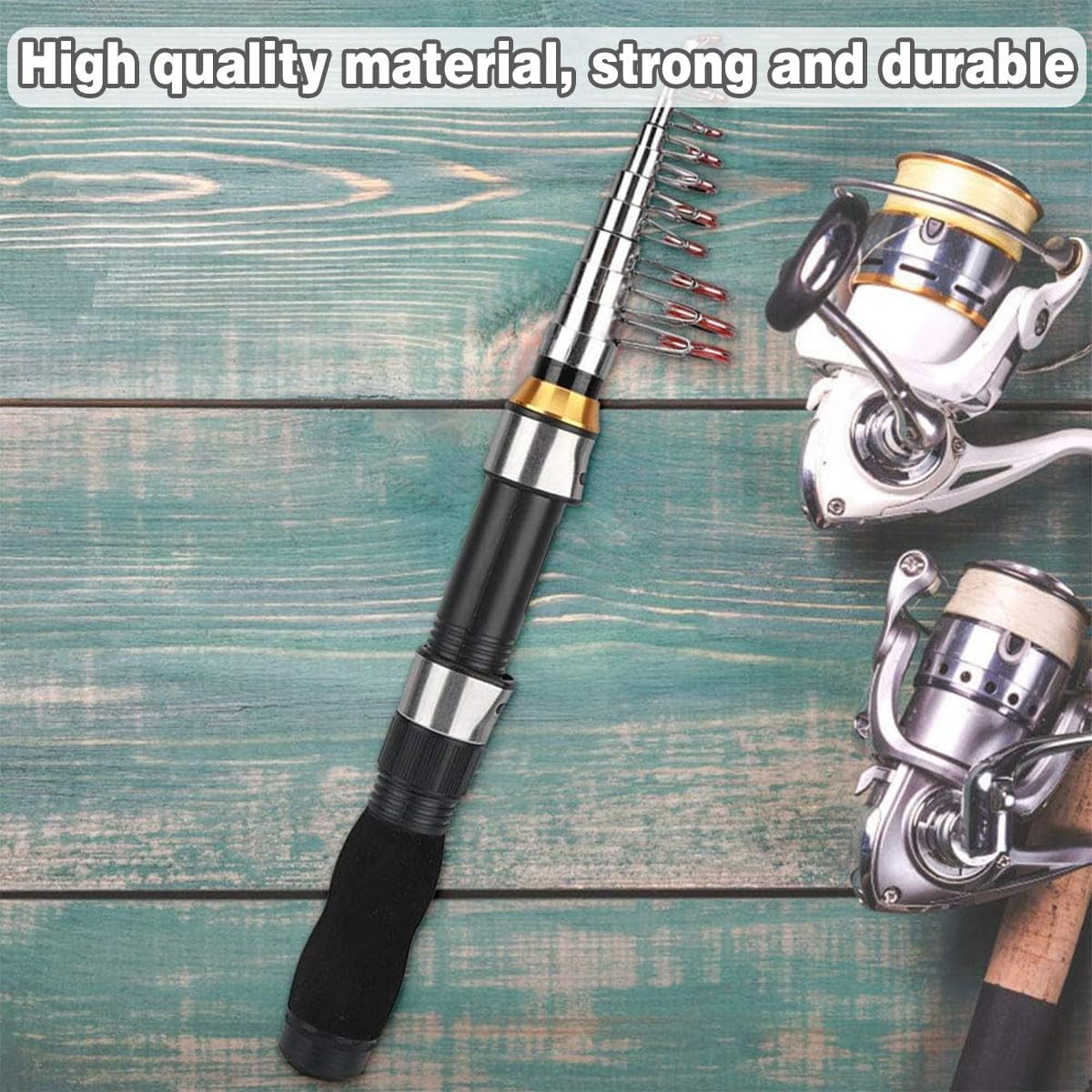 AIMALL Telescopic Pocket Fishing Rod 92.5In & 67.7In Mini Ultra Short Portable Fishing Pole for Sea Lake River Travel with Durable Handle Compact Storage image number 6
