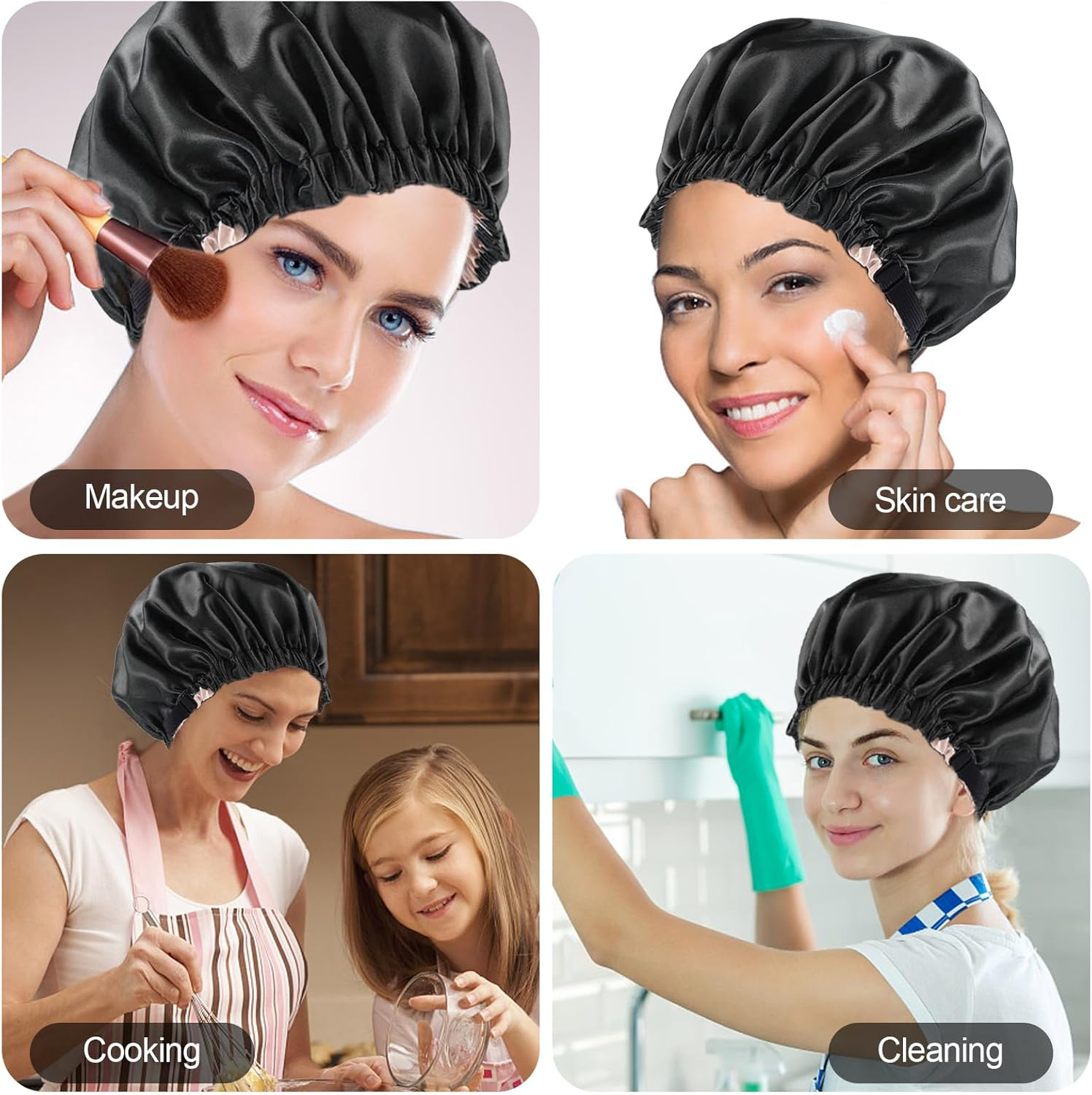 Harewu 2 Pcs Satin Bonnet Silk Bonnet for Sleeping - Blue image number 6