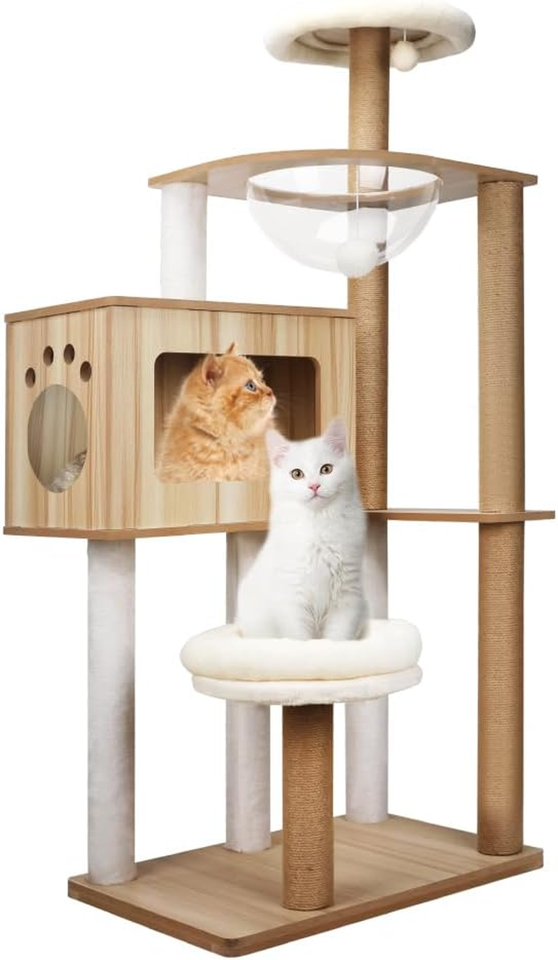 Vaka Pet 110Cm Cat Tree Tower, Multi-Level Cat Scratching Post with Hammock, Condo & Play Ball, Green Cat Furniture for Indoor Cats Activity and Rest image number 2