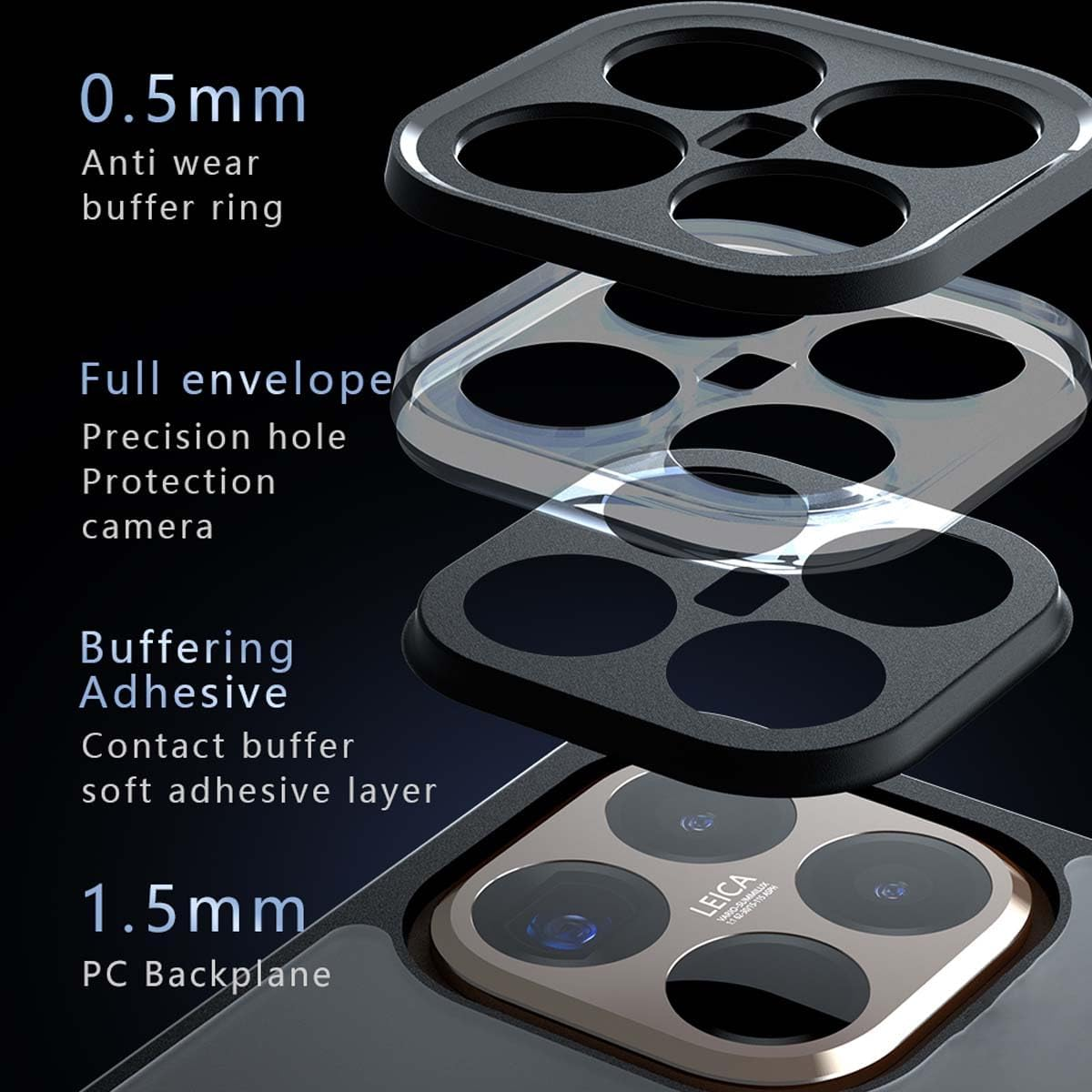 PEIYE Case Cover for Xiaomi 15T Translucent Matte PC Back, Durable Silicone Edges, Flexible Shockproof Protection - Black image number 7