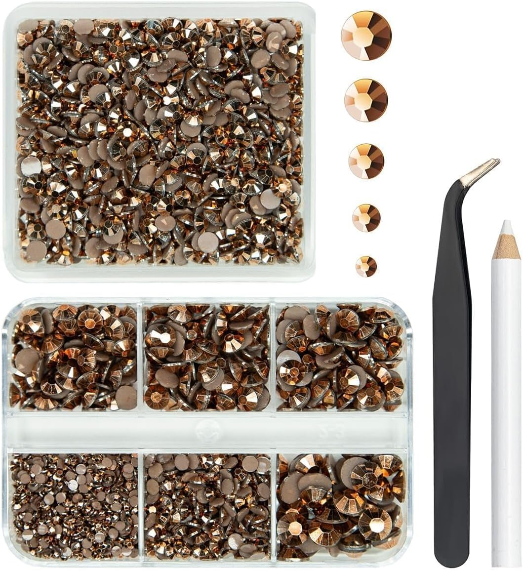 2 Boxes 3060PCS Retro Brown Resin Rhinestones for Crafting 2Mm -6Mm Coffee Flatback Jelly Stones Old Copper Gems Diamonds Crystals for Nails Face Eyes Makeup Tumblers Mugs Bottles Crafts image number 1