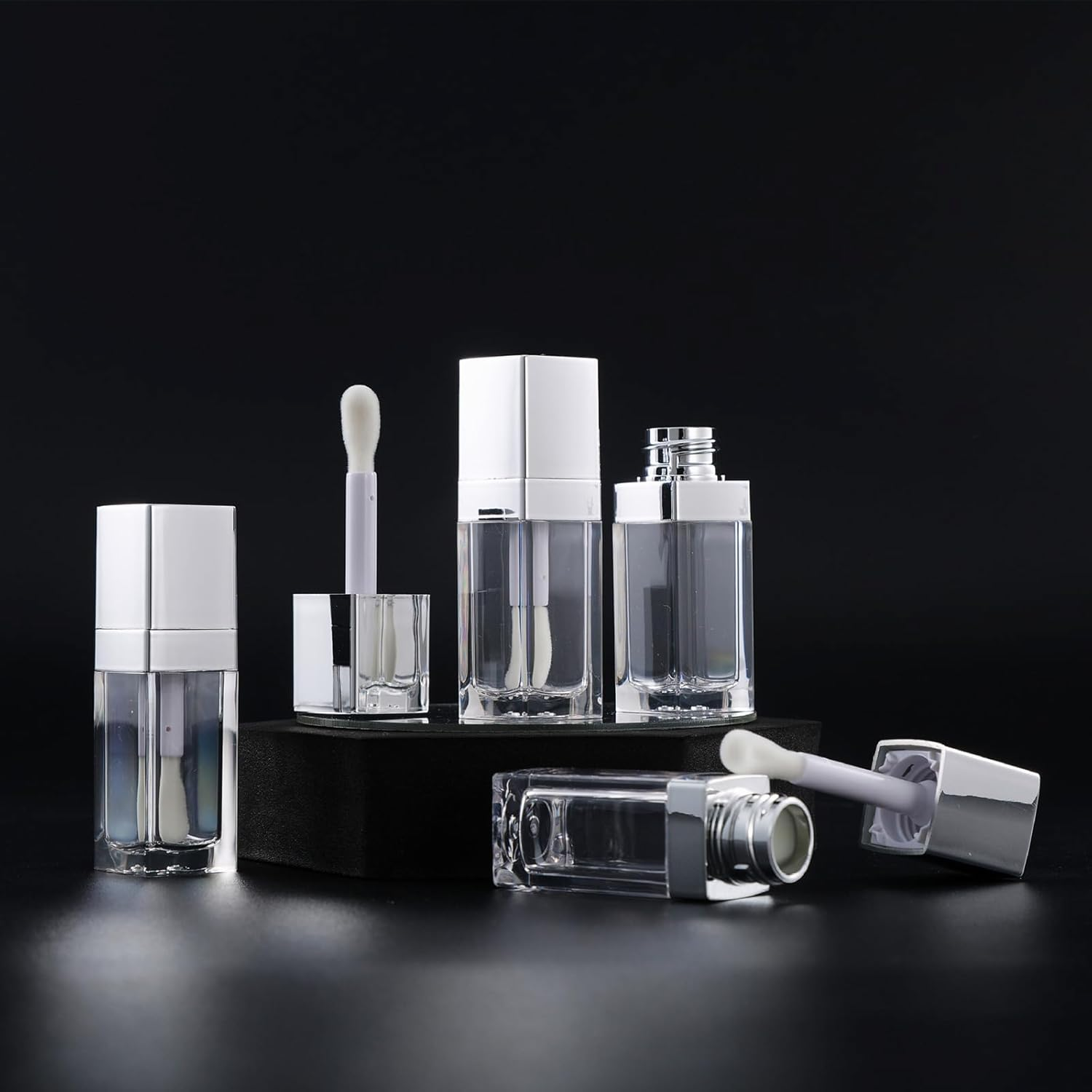 2 Pcs 10Ml Square Lip Gloss Tubes Empty Lip Oil Containers with Wand Liquid Lipstick Sample Container Lipstick Vials Bottle image number 3