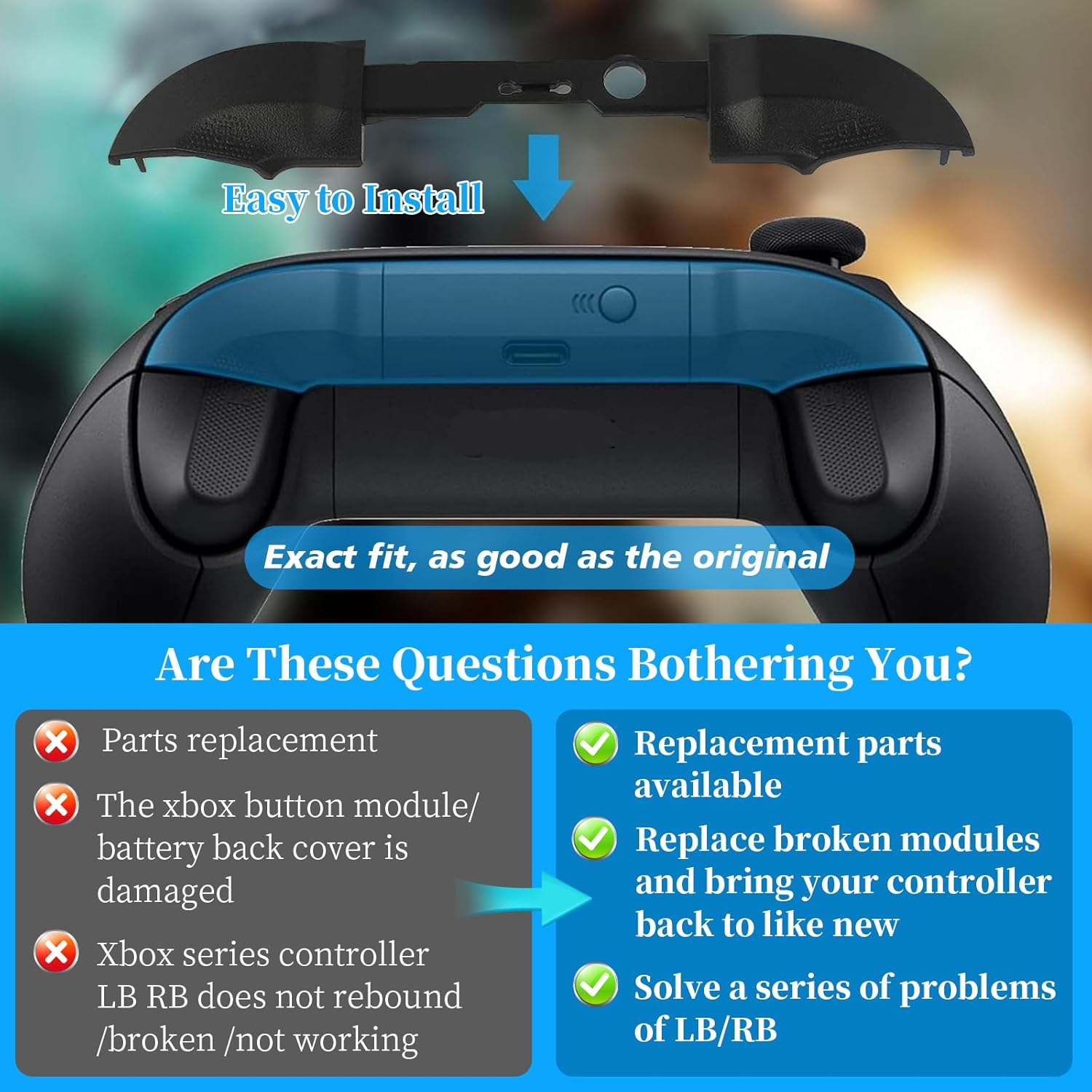 Replacement Bumpers LB RB Trigger Bumper Button Compatible with Xbox Series X/S Controller - Durable Gamepad Buttons - Easy Install Repair Parts - Official Style Replacement Accessories (4 PCS) image number 2