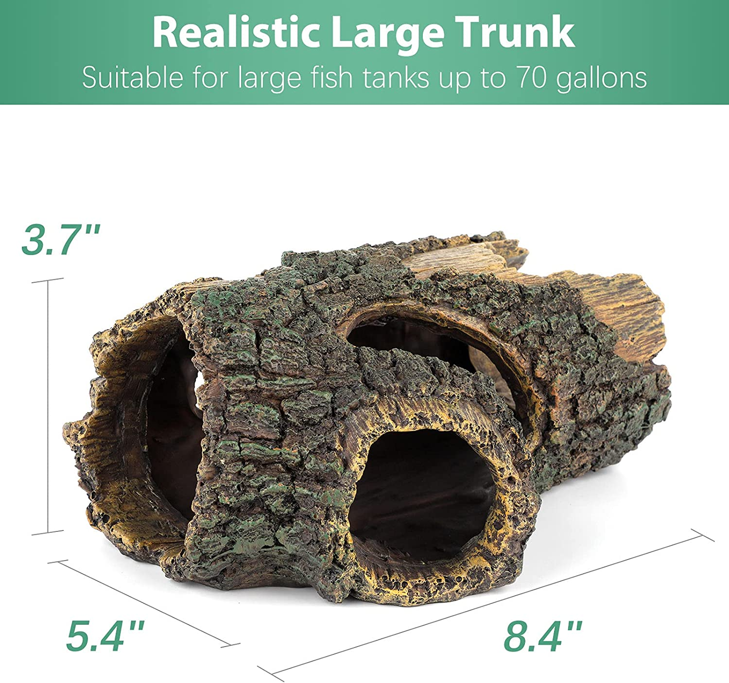 Uniclife Aquarium Large Betta Log Resin Hollow Tree Trunk Decor Artificial Wood Fish House Cave Bark Ornament with Hideout Holes for Shrimp Small Cichlid Lizard and Turtle in 10-70 Gallon Fish Tank image number 5