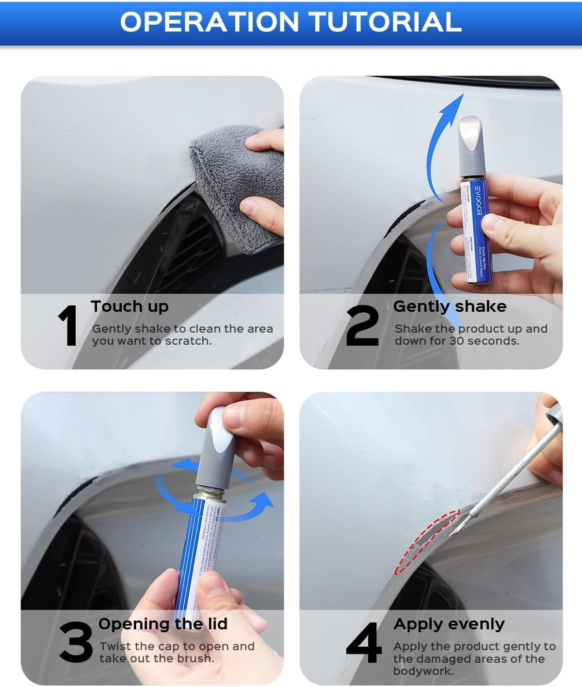 (WA2/WA8/WAF) Aurora White Touch up Paint Compatible with BYD Exact Match&ndash;Chips and Nicks Touch Up image number 4