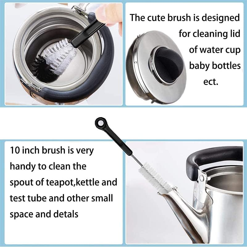 AIMALL 8 Pcs Nylon Straw Brush Set Cleaner Bottle Glass Tube Pipe Small Long Cleaning, Versatile Stainless Steel Wire Nylon Bristles for Deep Cleaning image number 4