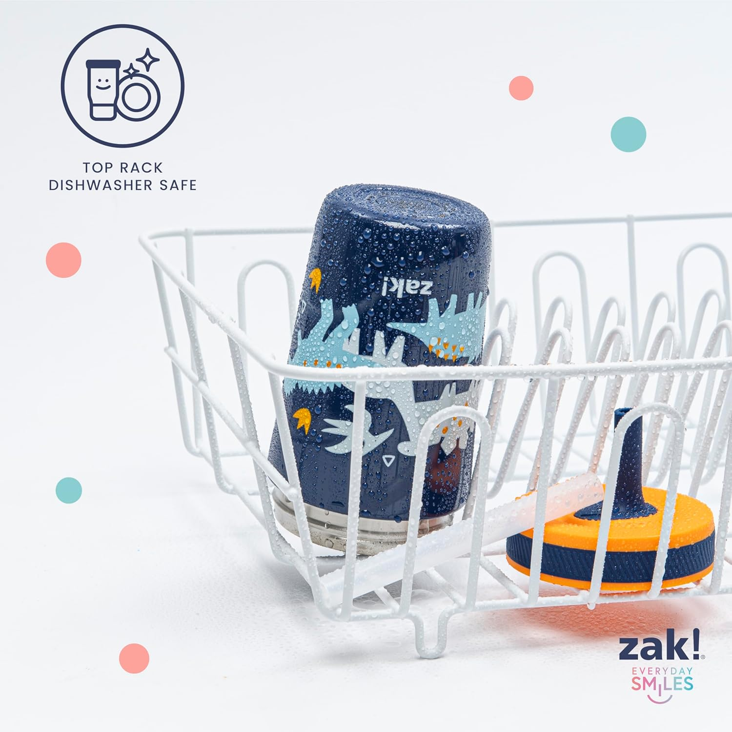 Zak Designs Kelso Toddler Cups for Travel or at Home, 12Oz Vacuum Insulated Stainless Steel Sippy Cup with Leak-Proof Design Is Perfect for Kids (Zaksaurus) image number 3