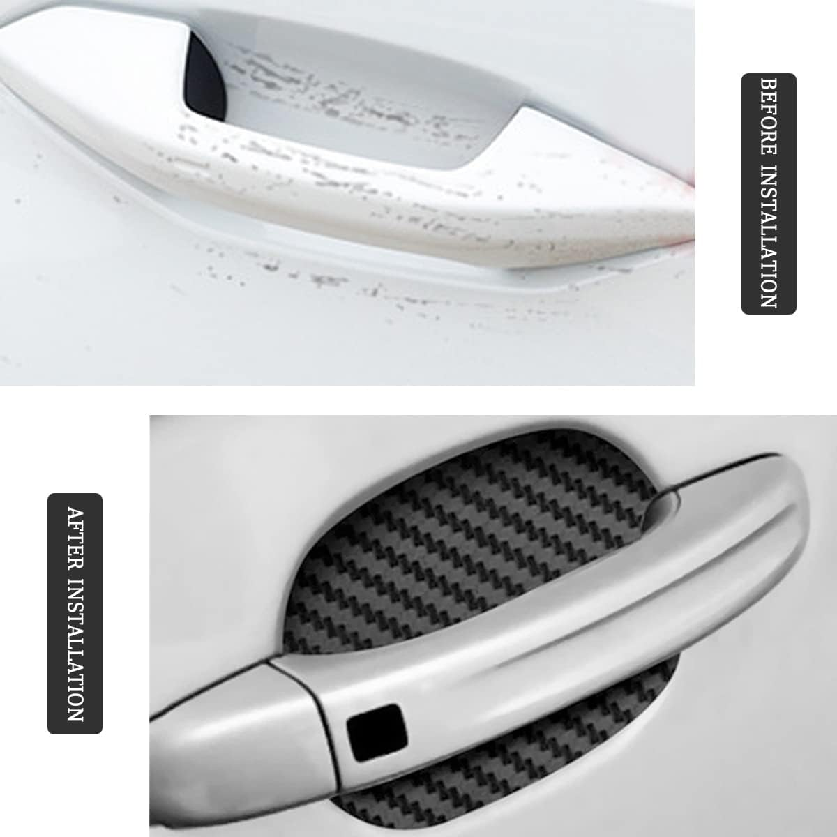 4PCS Sticker, Carbon Fiber Anti-Scratches Car Door Cup Protector, Non-Marking Auto Door Handle Protective Film, Universal for Most Car Handles (Black) image number 1