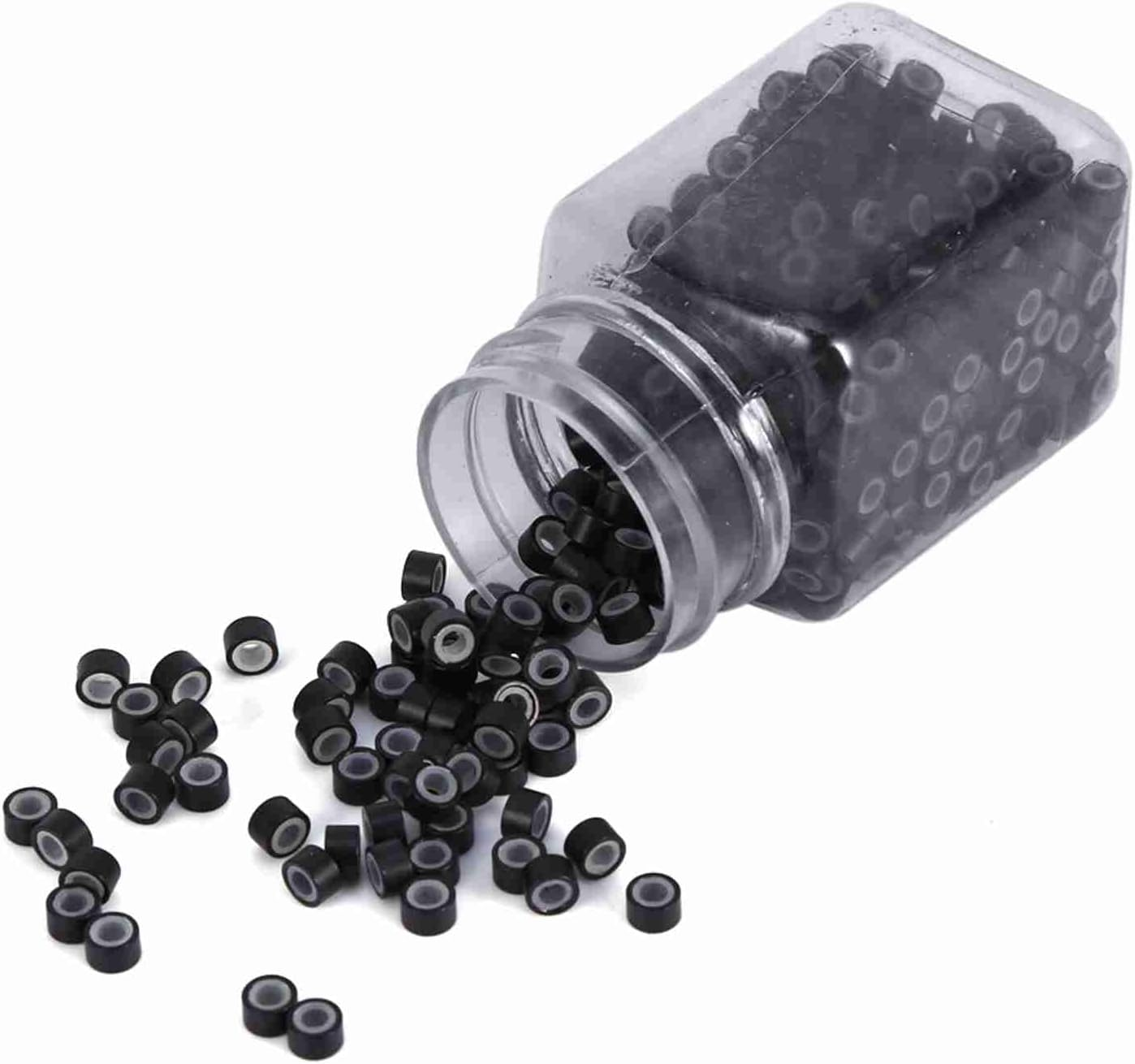 EVGATSAUTO 500PCS Hair Extension Rings, 5 Colors Aluminum Silicone Lined Loops with Soft Comfortable Undetectable Hold for Human Hair (Blonde)