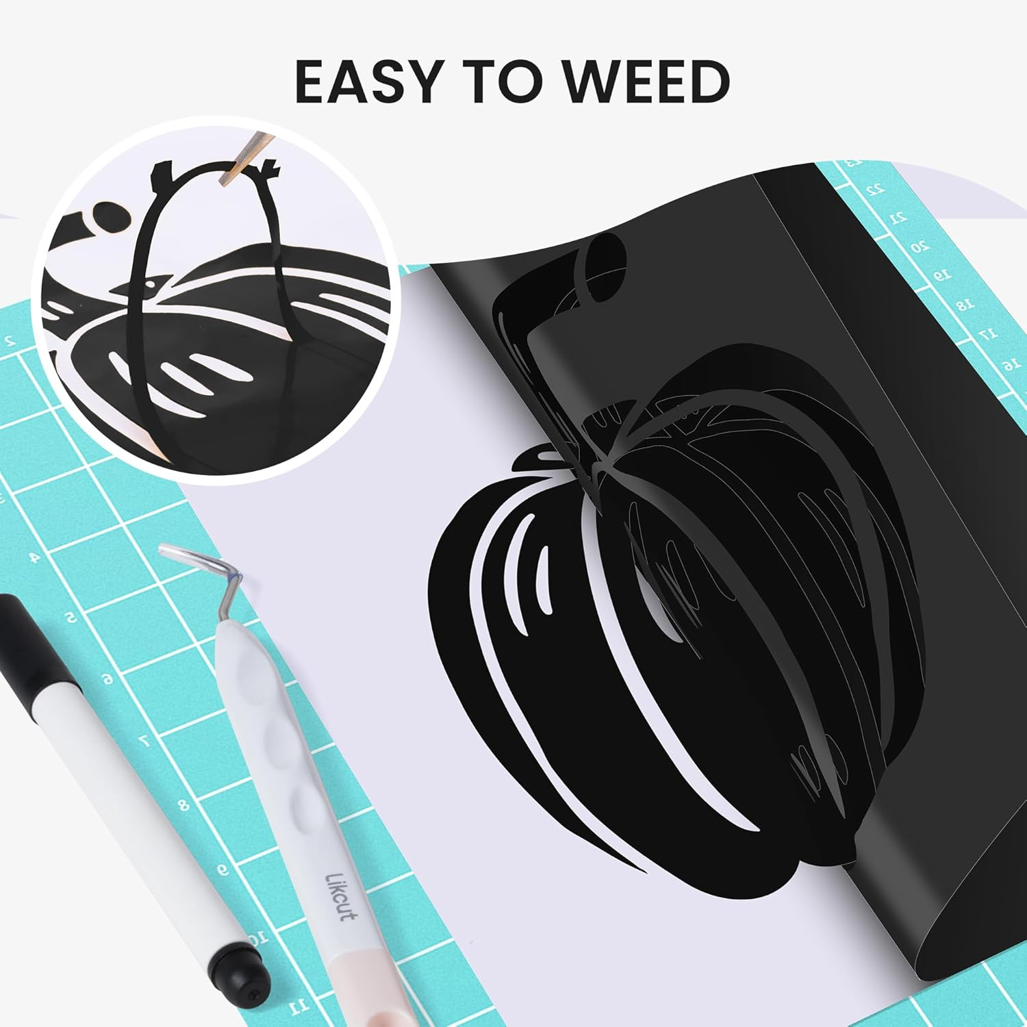 Likcut Glossy Black Permanent Vinyl - 12" X 50 FT Black Adhesive Vinyl Roll Compatible with Cricut Machines, Silhouette Cameo for DIY Home Decor, Commercial, Decals and Signs image number 2