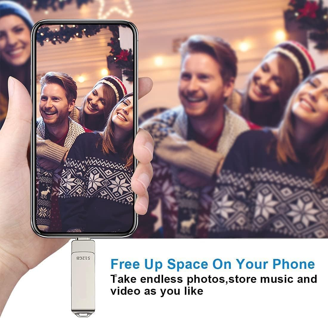 Mfi Iphoneusb Stick 512GB,USB C Stick for Iphone,Usb Flash Drive Externer Memory,3 in 1 Memory Stick, USB for Iphone/Ipad/Android Handy/Laptop/Pc image number 3