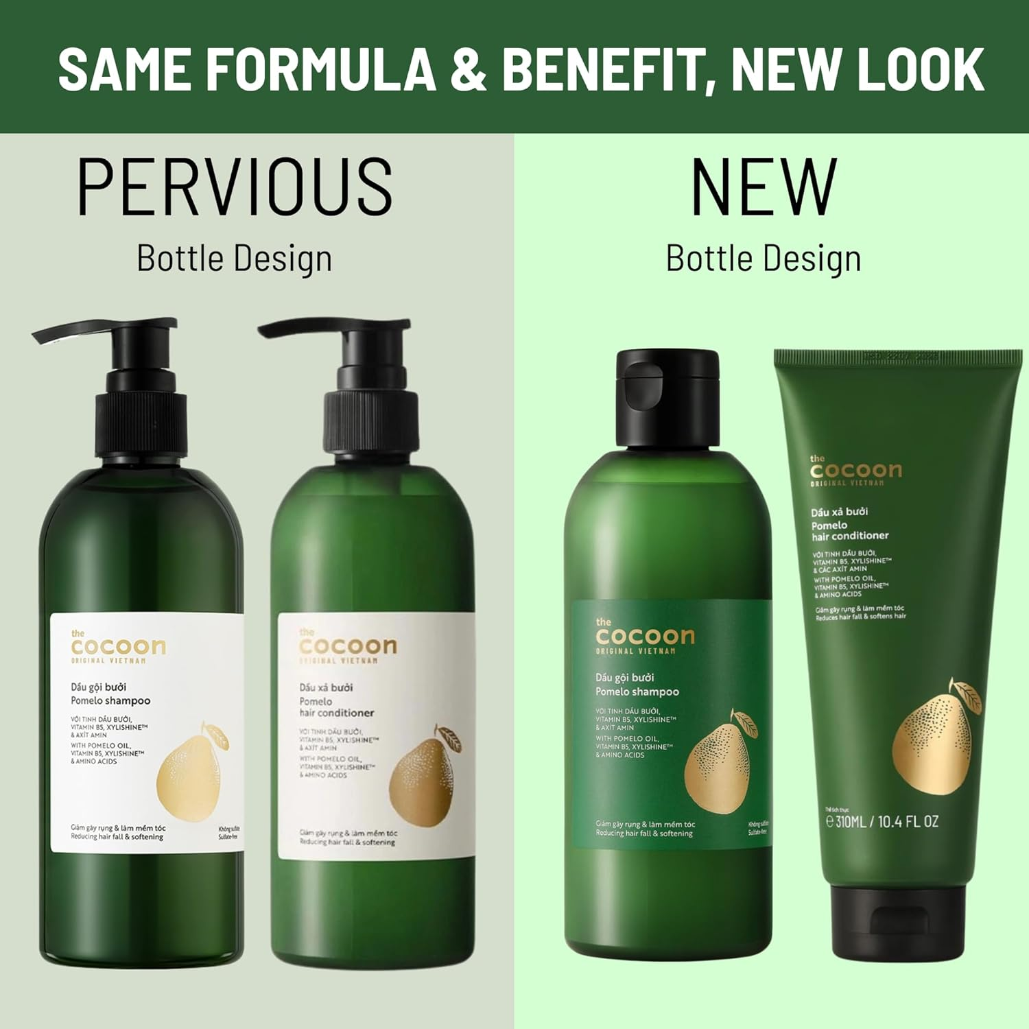 Cocoon Pomelo Shampoo & Conditioner Bundle - anti Hair Loss, Natural, Sulfate Free | for Thinning, Damaged, Color Treated Hair | Reduce Fall & Soften Strands (10.5 Fl Oz Each) image number 1