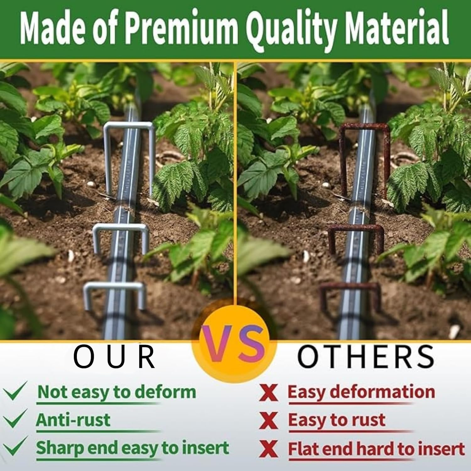 40 Pack Lawn Staples, Landscape Nail 4Mm Thick Premium Galvanized Heavy-Duty Gauge Nail, U-Shaped Tent Staples, Anti-Rust Fence Netting Pins Yard Netting Ground Mat,5.9" L image number 6