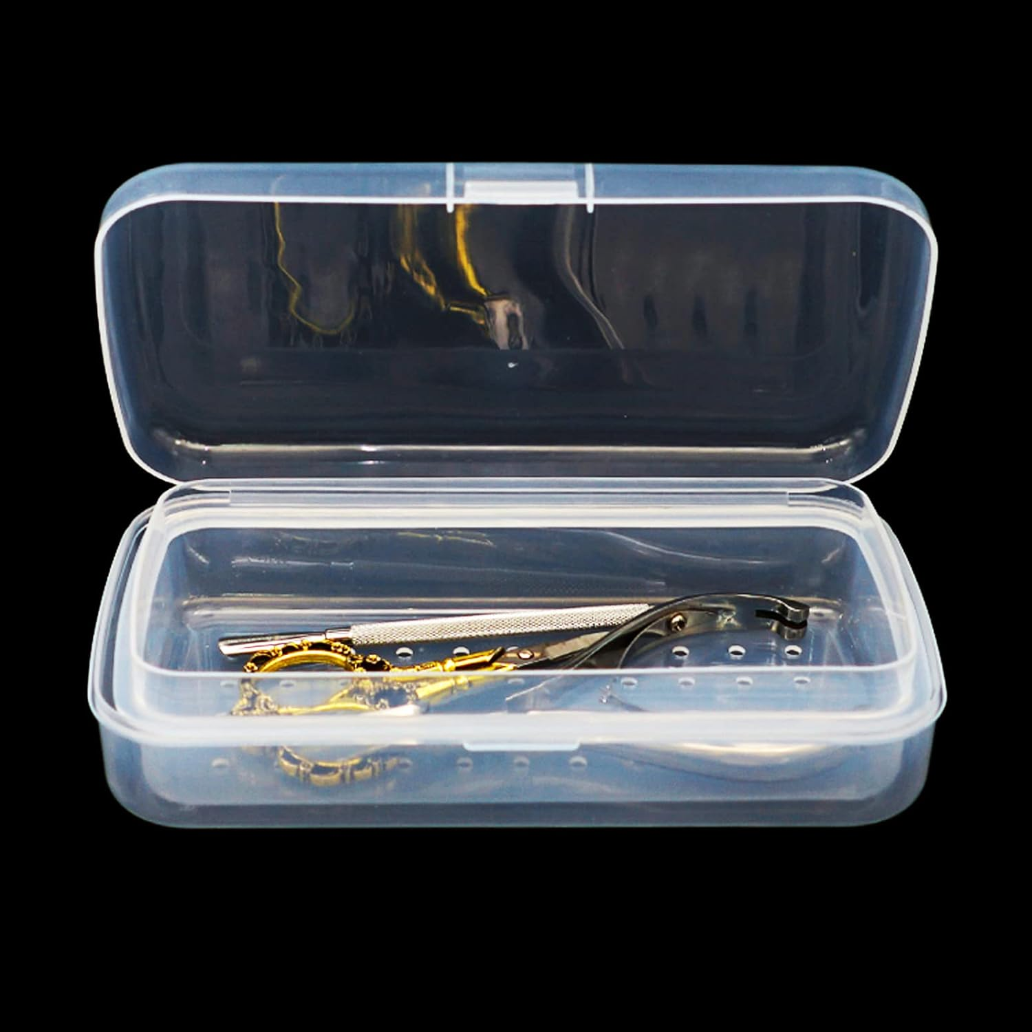 LXIANGN Nail Tool Sterilizer Box, Plastic Sterilization Tray for Tweezer, Nail Tools, Hair Salon, Eyelash Extensions, Nail Implement for Esthetician (Transparent) image number 2