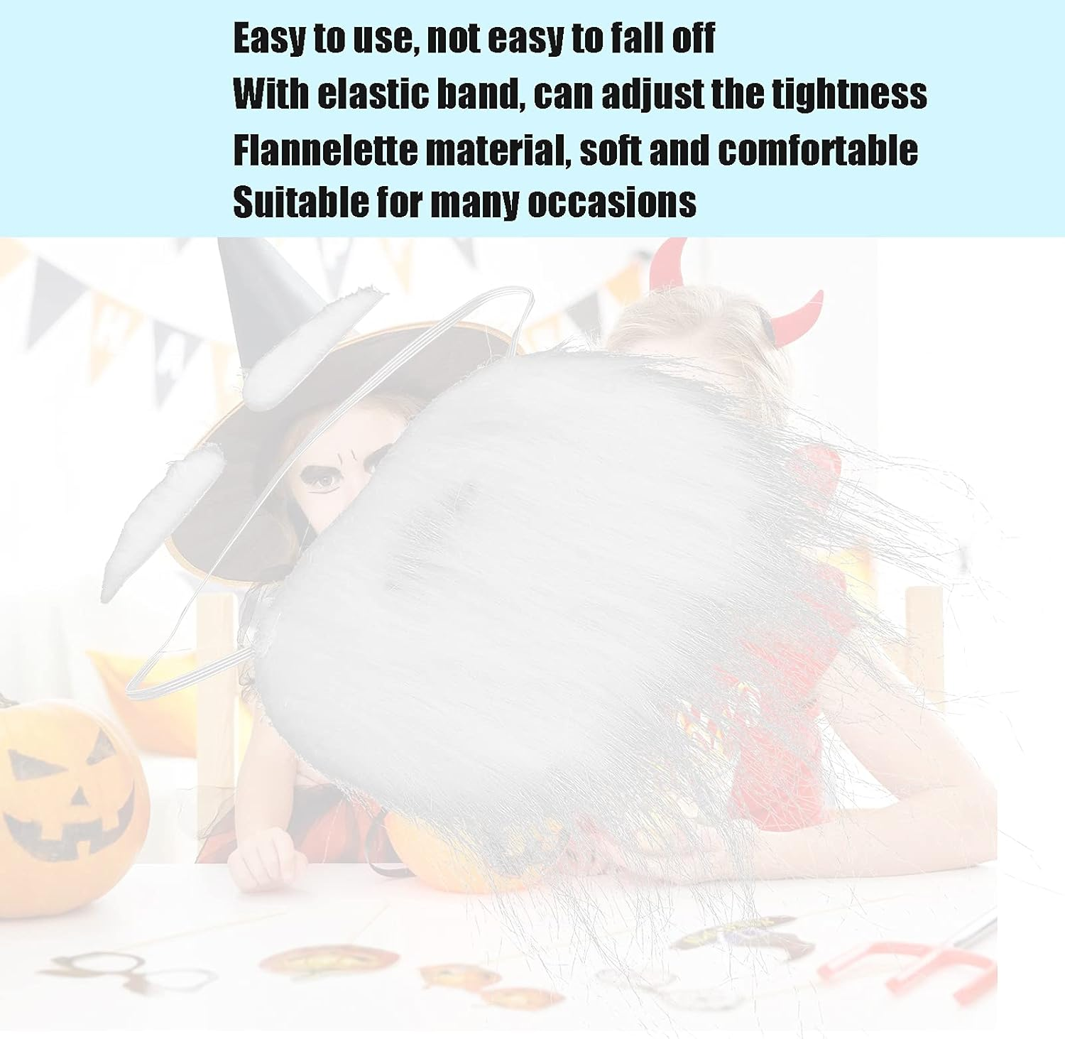 White Fake Beard, White Beard Santa Beard Set Funny Santa Beard for Christmas Party image number 4