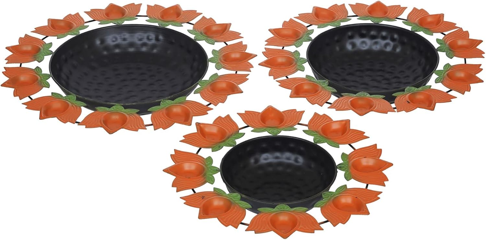 Webelkart Urli Bowl Set of 3 Lotus Diya Metal Urli Pot Potpourri Bowl for Home and Office Decor & Festival Gift,Water Floating Flowers and Tealight Candle Holder for Vastu, Pooja and Home Decoration image number 1