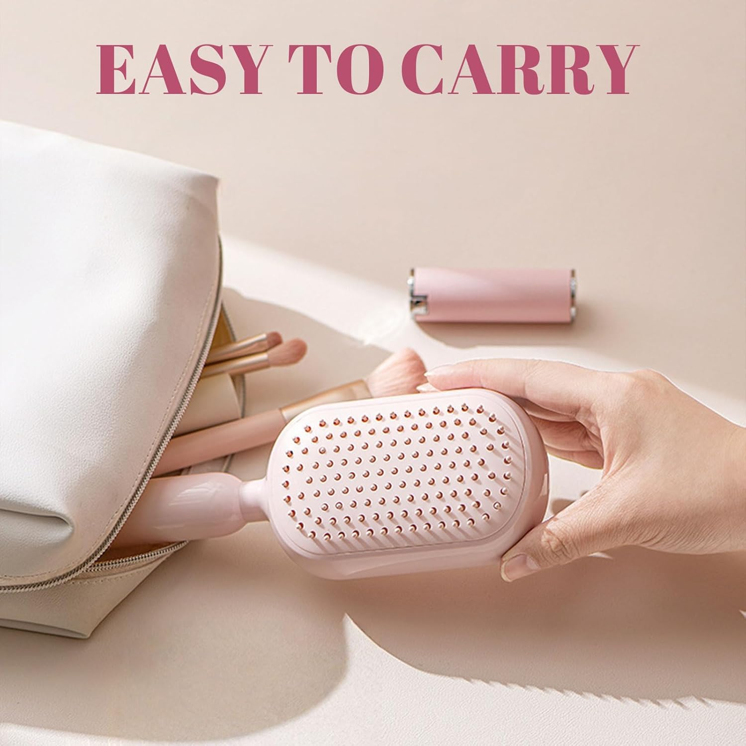 Muorruo Self-Cleaning Hairbrush, Retractable Hairbrush, Easy to Clean, Massage Comb with Retractable Bristles, Anti-Static Brushes with One-Swipe Cleaning, Hair Styling Tools image number 3