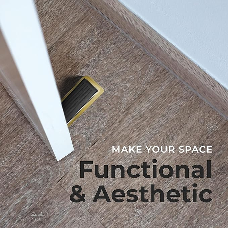 Architectural Hardware - Heavy Duty Zinc Door Stopper with Rubber anti Scuff Grips - Metal & Rubber Wedge Door Stoppers for Bottom of Door - Modern Door Stops - Door Wedge (3 Pcs) image number 5