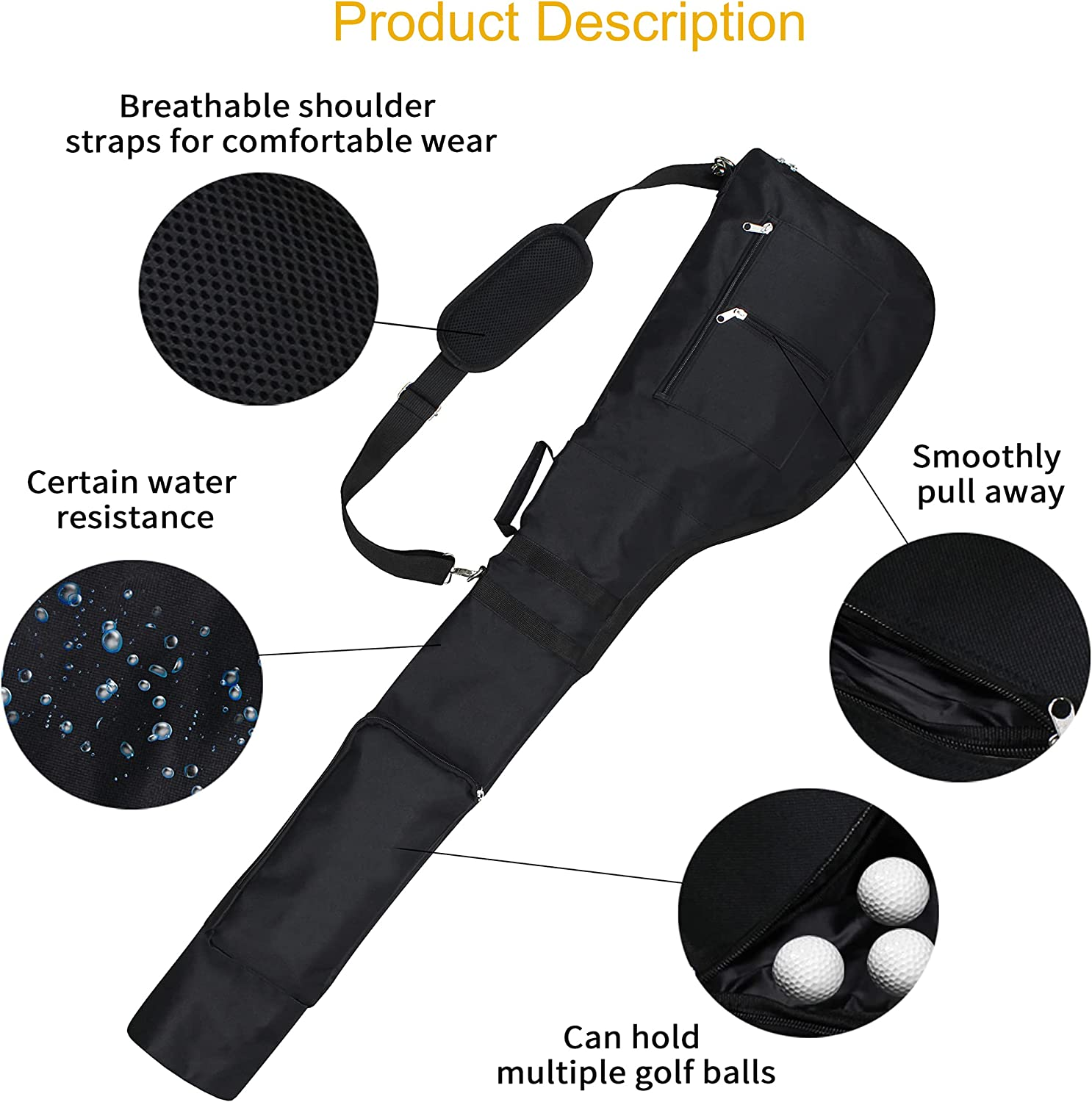 Lehom Golf Bag Clubs Case Foldable Zippered Golf Carry Bag for 8-10 Golf Clubs Lightweight Golf Travel Bag for Men & Women image number 6