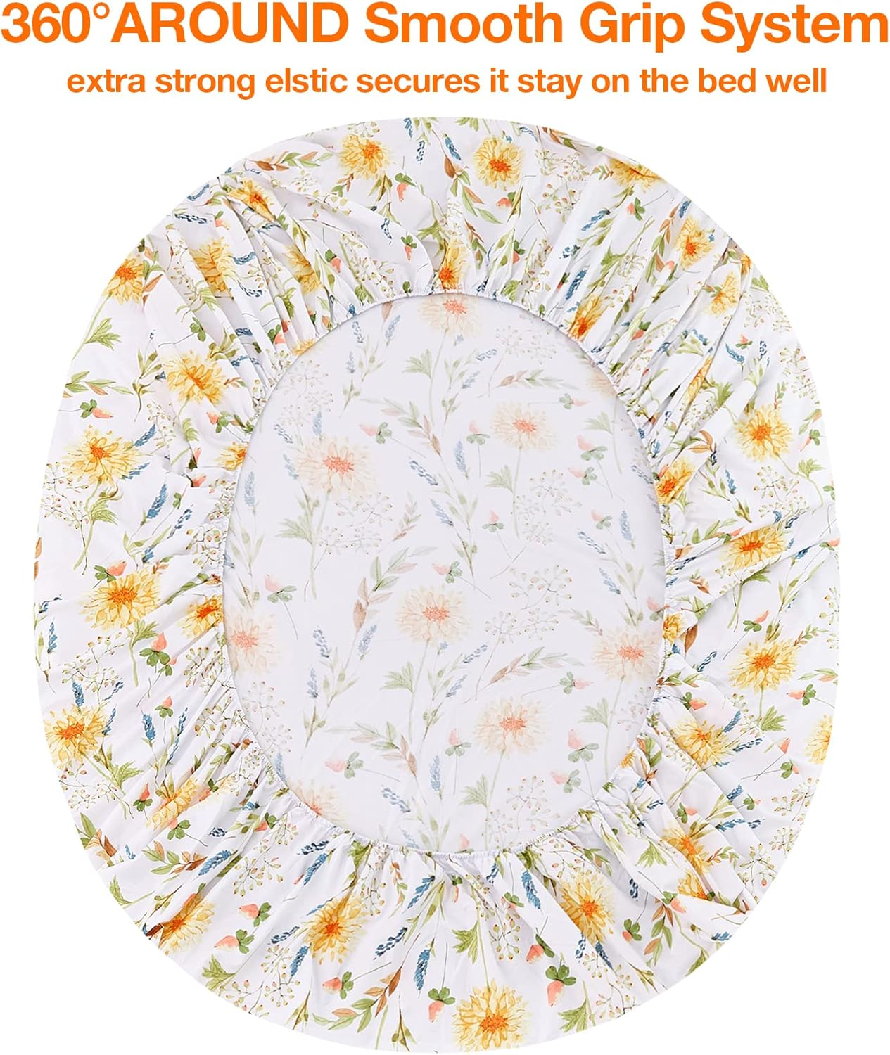 JSD 6 Piece Yellow Floral Print Sheet Set Queen Size, Soft Botanical Microfiber Sheets and Pillowcases Deep Pocket