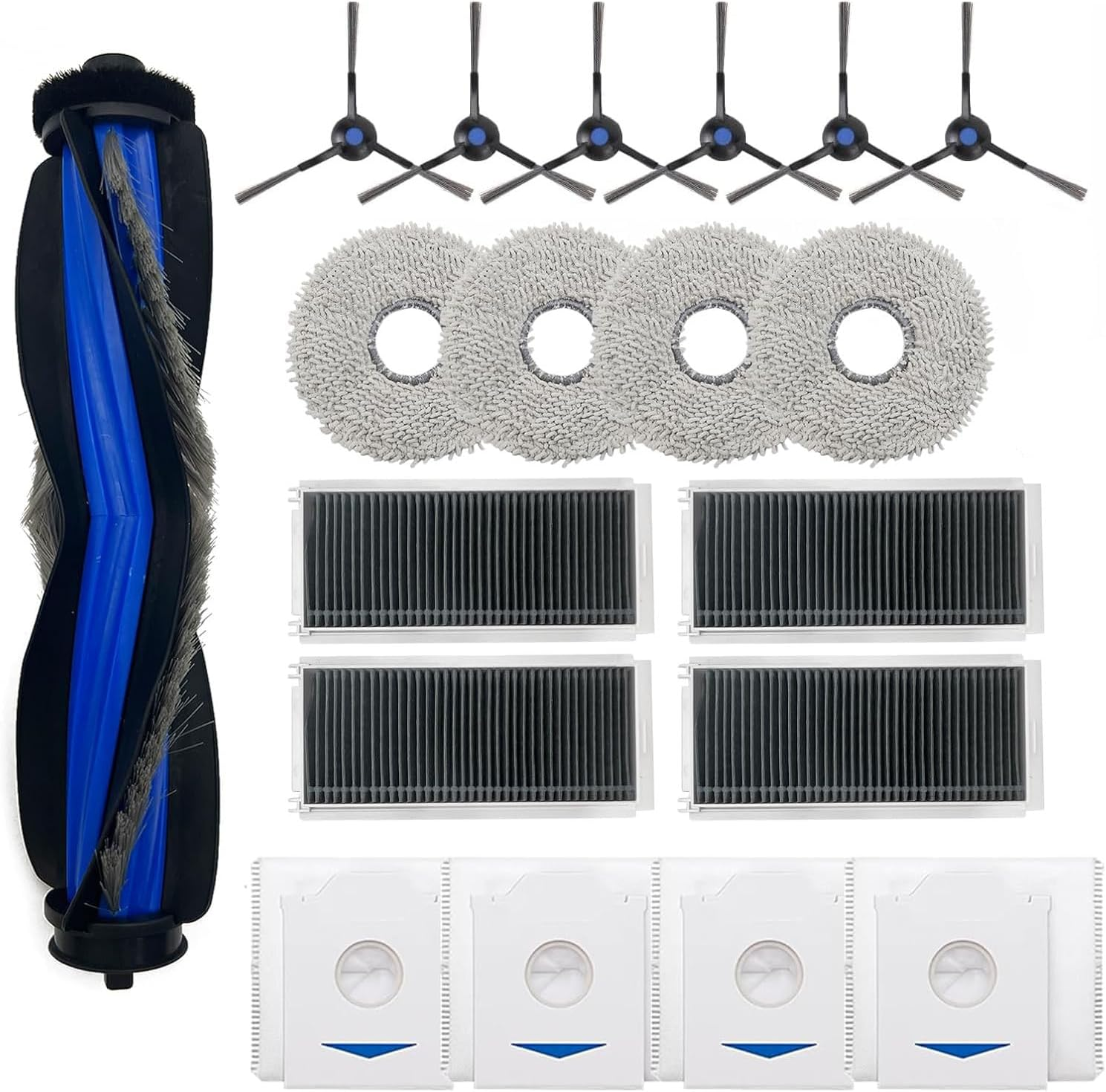 Spare Accessories Compatible with Ecovacs Deebot N20 Plus/ N20 /N20 PRO plus Robot Vacuum Cleaner,1 Main Brush Roller,4 Side Brushes,4 Hepa Filters,4 Mop Pads