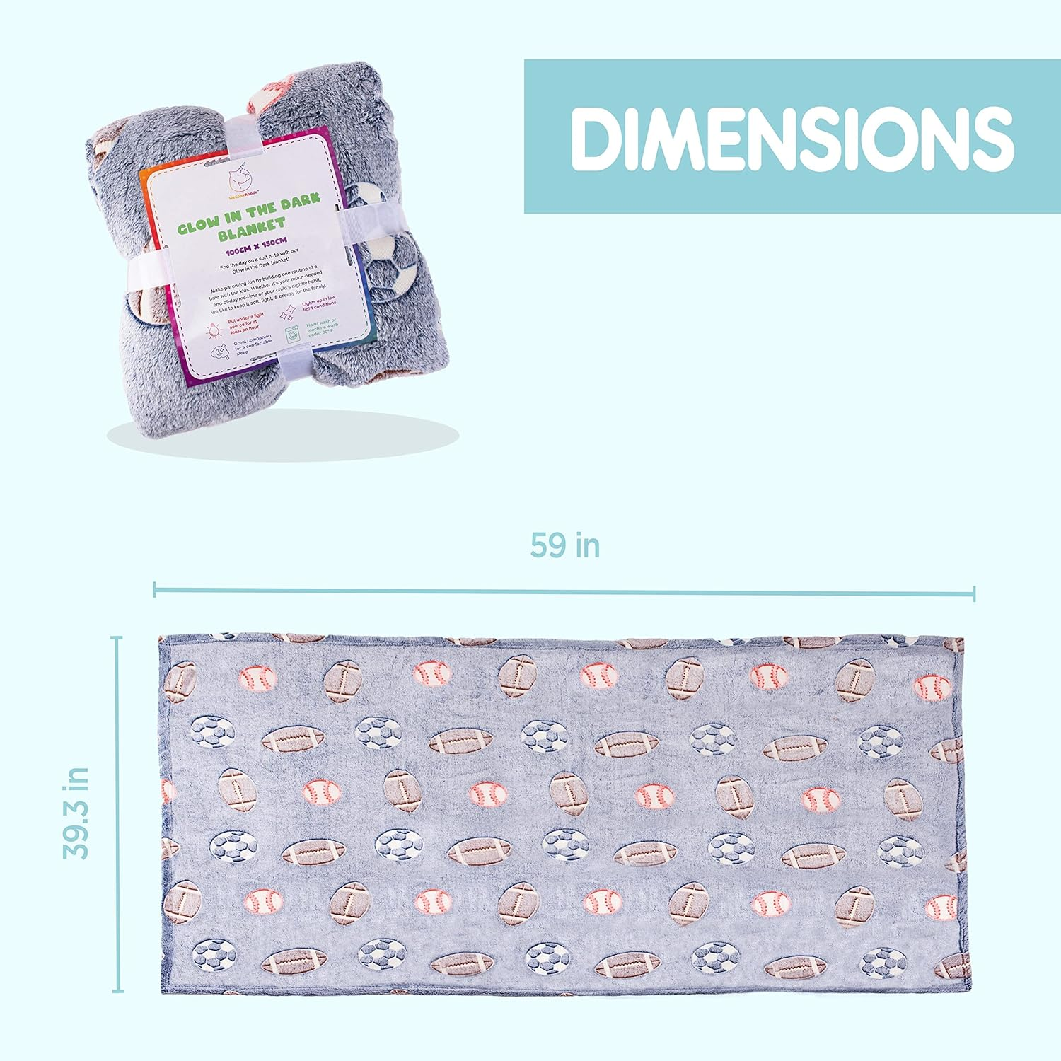 Glow in the Dark Blanket, Super Soft Blankets and Throws to Build Night Routine for Kids, Sports Designed Kids Blanket That Doesn'T Pill, Fray, or Fade, Comfortable Toddler Blanket for Boys and Girls image number 6