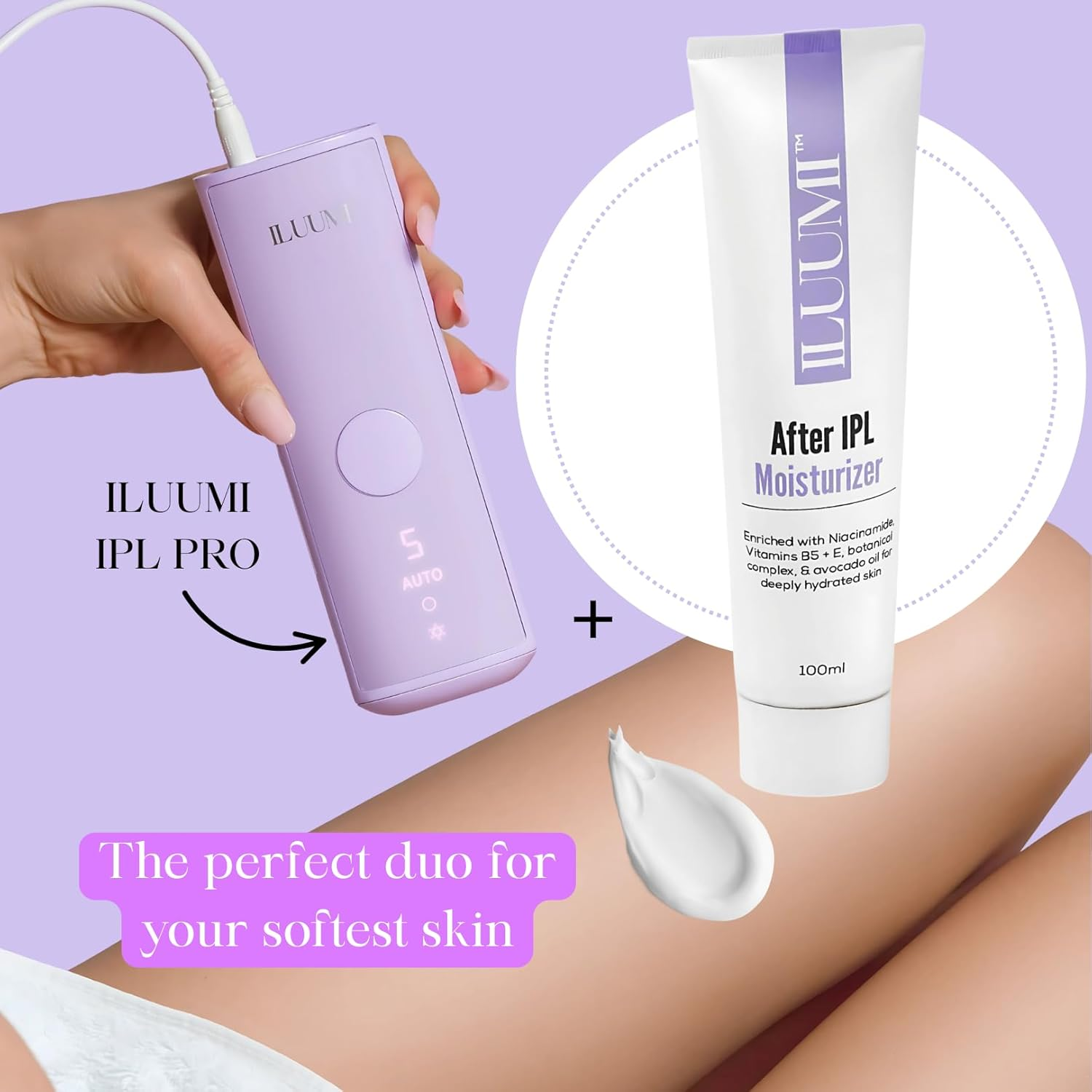 ILUUMI Soothing after IPL Cream, Cooling Moisturiser for Post Laser/Ipl Hair Removal, Aloe Vera & Natural Extracts, Hydrating Skin Repair Moisturiser for Women& Men, Face & Body Use, 100Ml/3.38 Fl Oz. image number 2