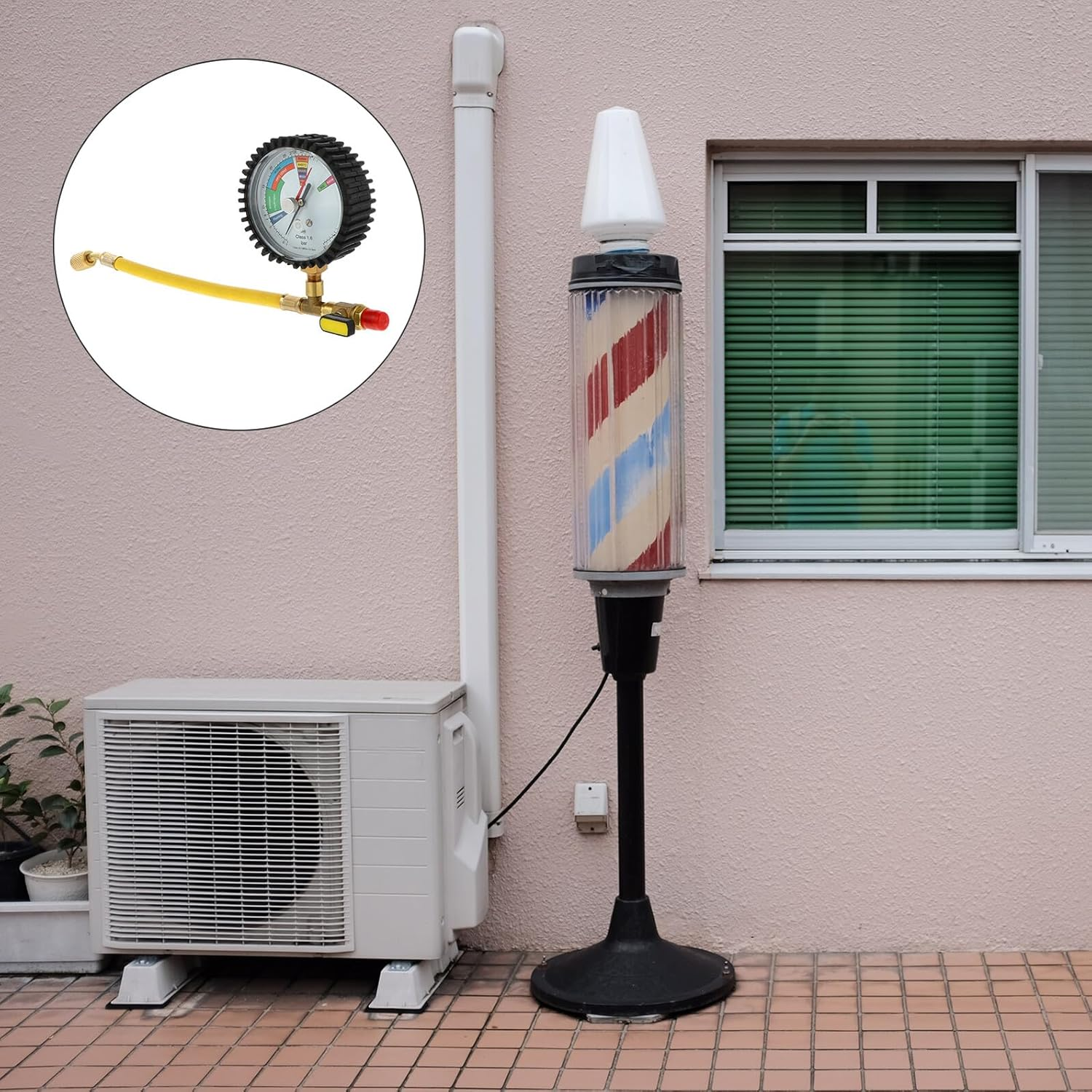 JECOMPRIS Pressure Tester Gauge for Air Conditioning Refrigeration Equipment Spherical Valve Replaceable Easy Pressure Testing Method for Home Automotive Use image number 2