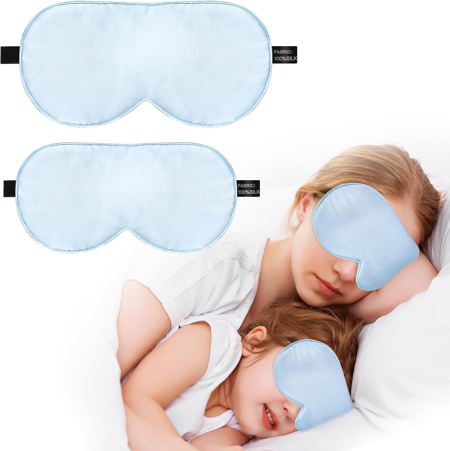 Kids Sleep Mask Eye Cover, 100% Real Natural Pure Silk Eye Mask with Adjustable Strap, Blindfold Kids Eye Mask for Sleeping, Eye Shade for Boys Girls and Adult, Pressure-Free Comfort (Black)