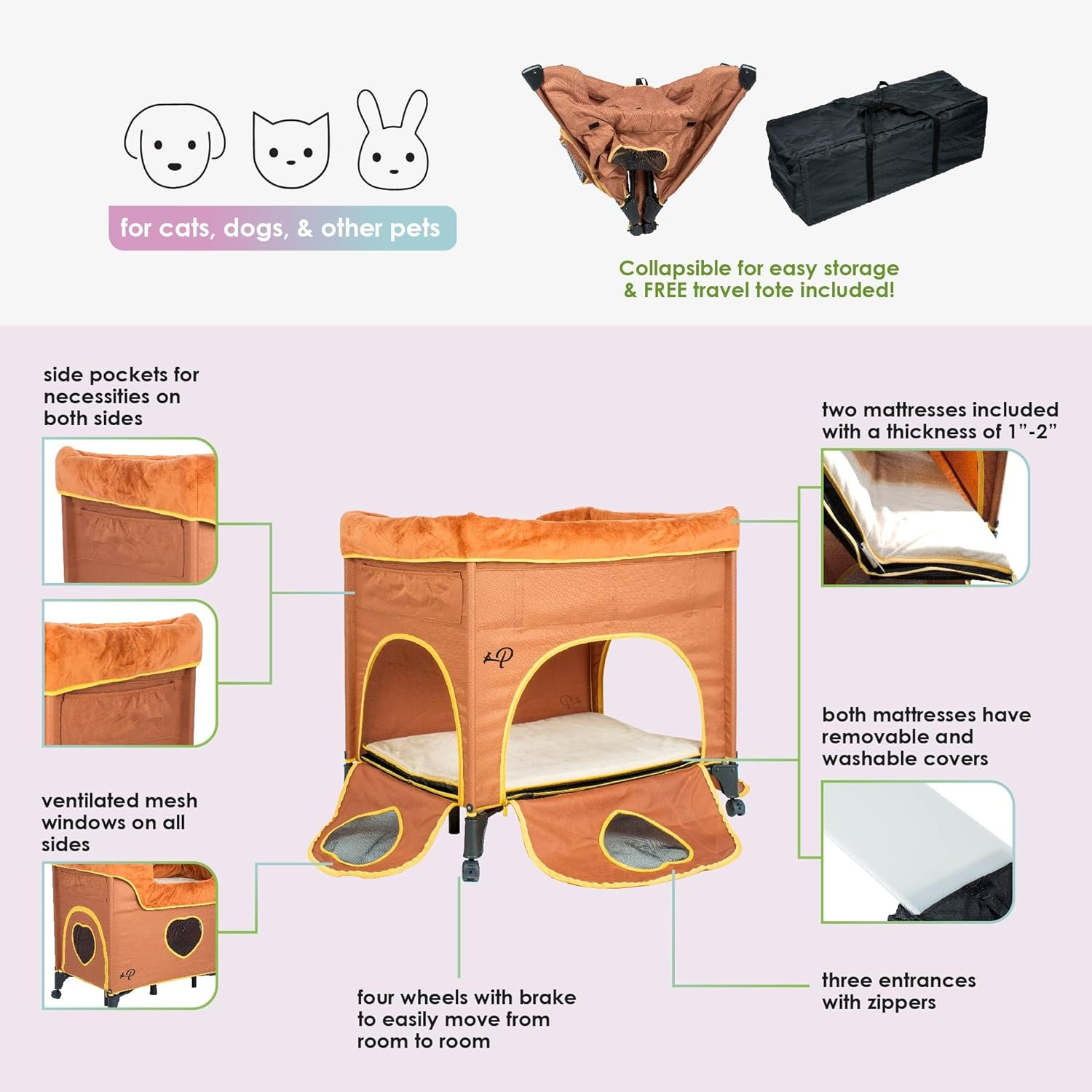 Petique BD01300104 Bedside Lounge-Lion'S Den Pet Bed, Tan, One Size image number 1