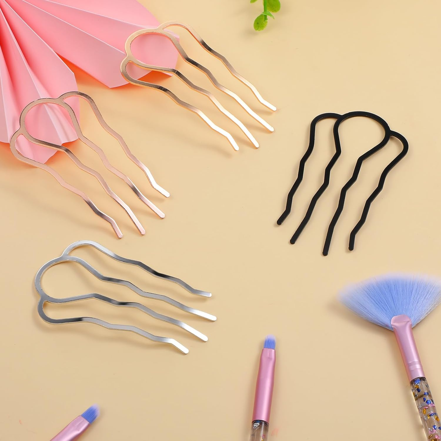 Heclia Pack of 8 U-Shaped Metal Hair Forks for Updo Bun French Twists Non-Slip Hair Accessories for Women Girls for Thick Fine Hair Weddings Everyday Elegant French Hair Comb