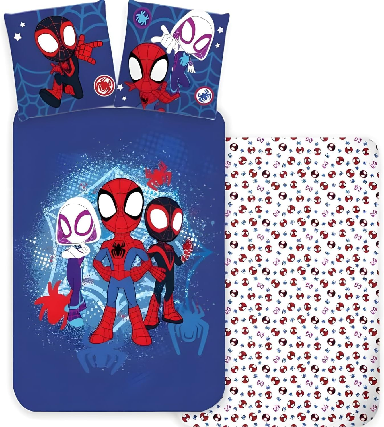 Marvel Spidey Cot Bed Duvet Cover 100 X 140 Cm + Pillowcase 40 X 45 Cm, 100% Cotton Baby Bedding Set, Perfect for Kids, Spidey Soft Reversible Bedding Set For image number 1