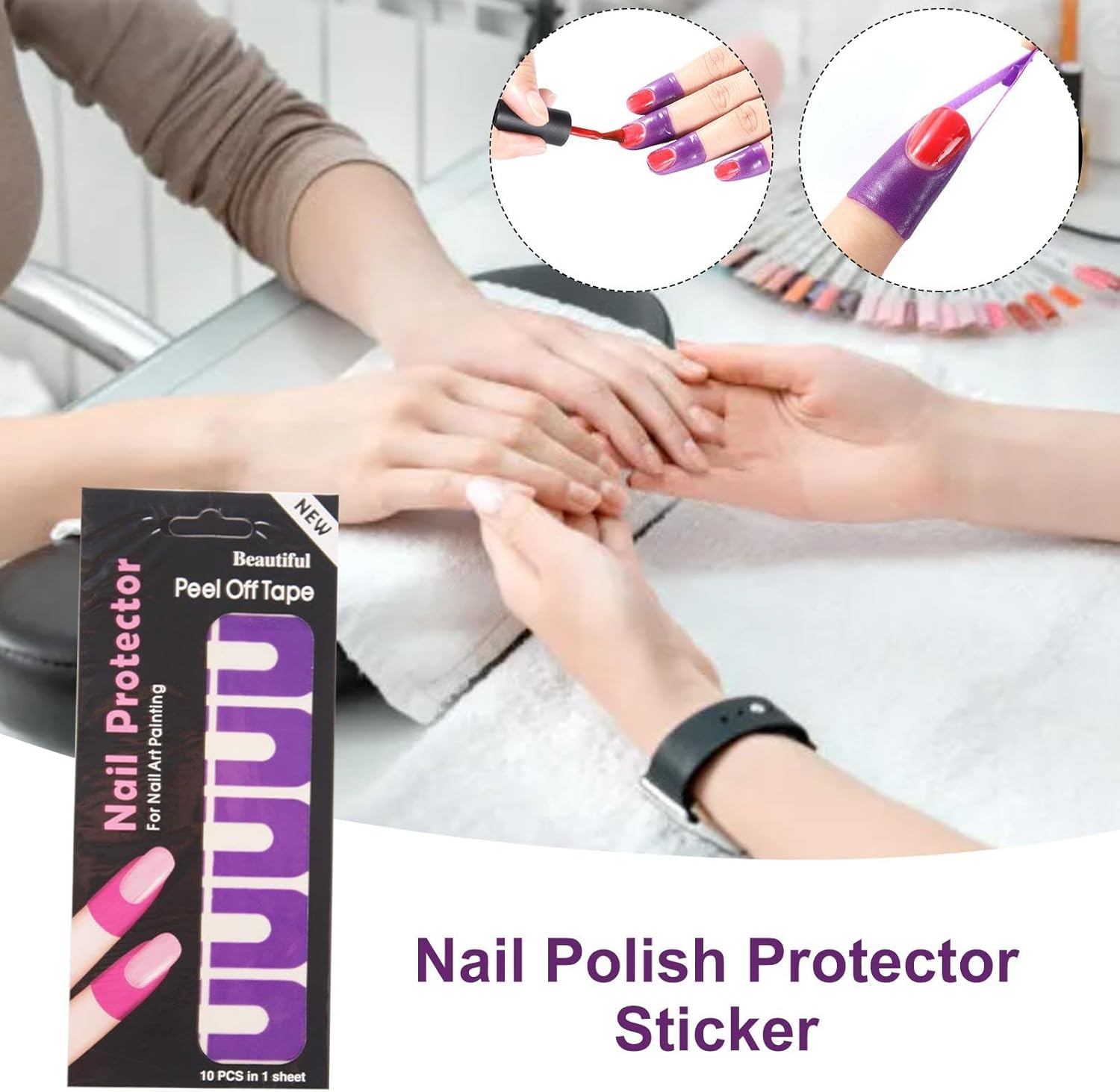 Cuticle Protector for Gel Nail Painting | Soft Elastic U-Shape Nail Guards for Polish,Nail Tape for Fingers, Peel off Nail Stickers, Spill Proof Stickers, Hand Supplies for Girls, Adults image number 4