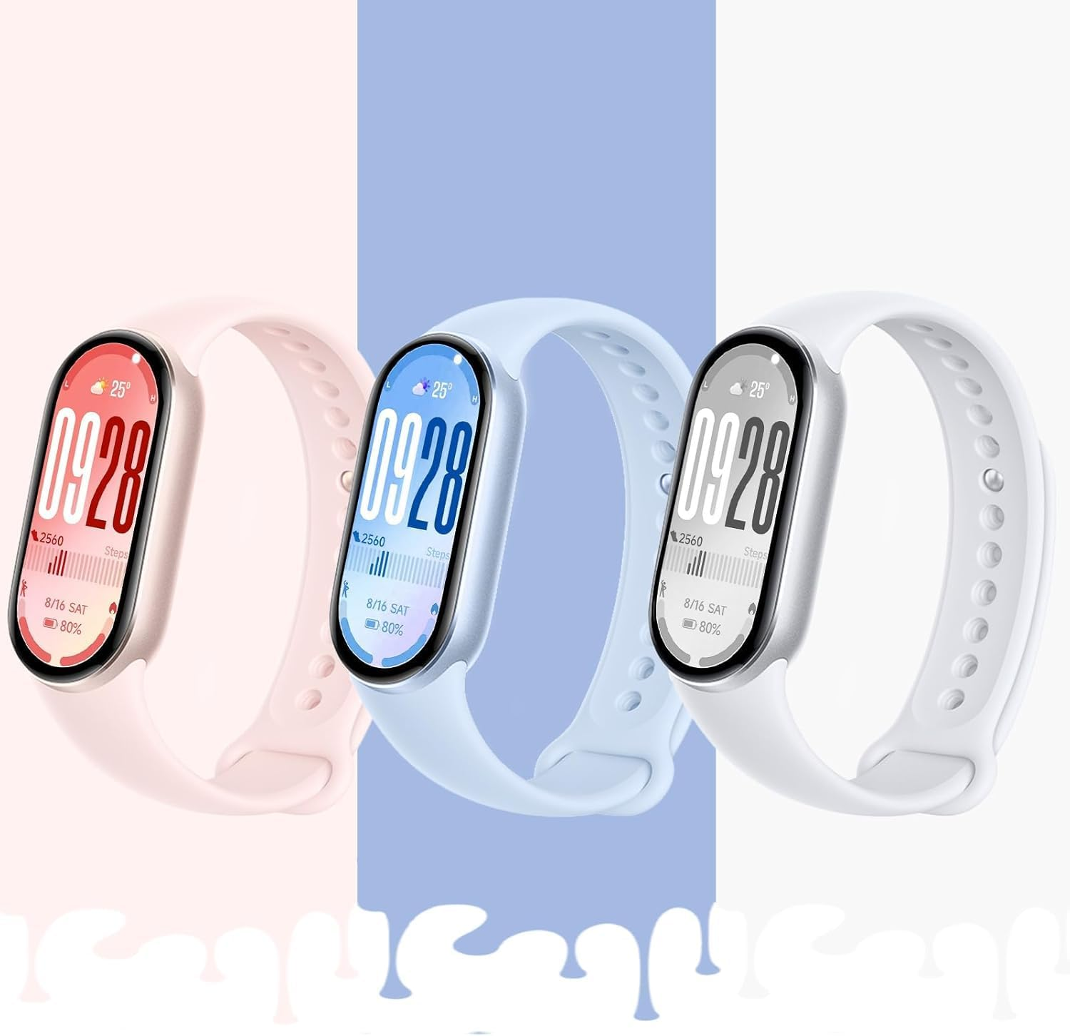 Msksjer Sports Bracelet Compatible with Xiaomi Smart Band 10/9/8 Women Men Soft Silicone Comfortable and Breathable Replacement Strap for Xiaomi Band 10/9/8