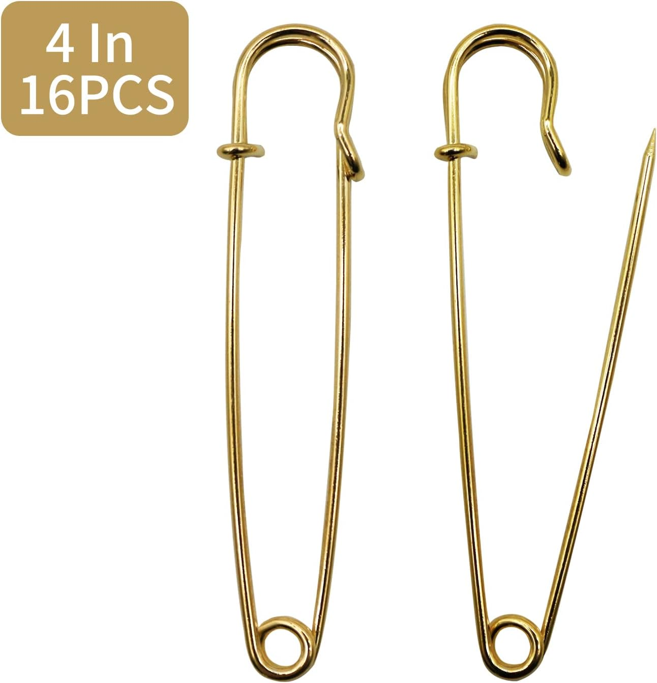 Vrupin 16Pcs Extra-Large 4Inch Safety Pins for Crafting, Heavy Duty Blanket Pins Bulk Steel Fasteners for Blankets Crafts DIY Craftsmanship Skirts Kilts Brooch Making image number 1