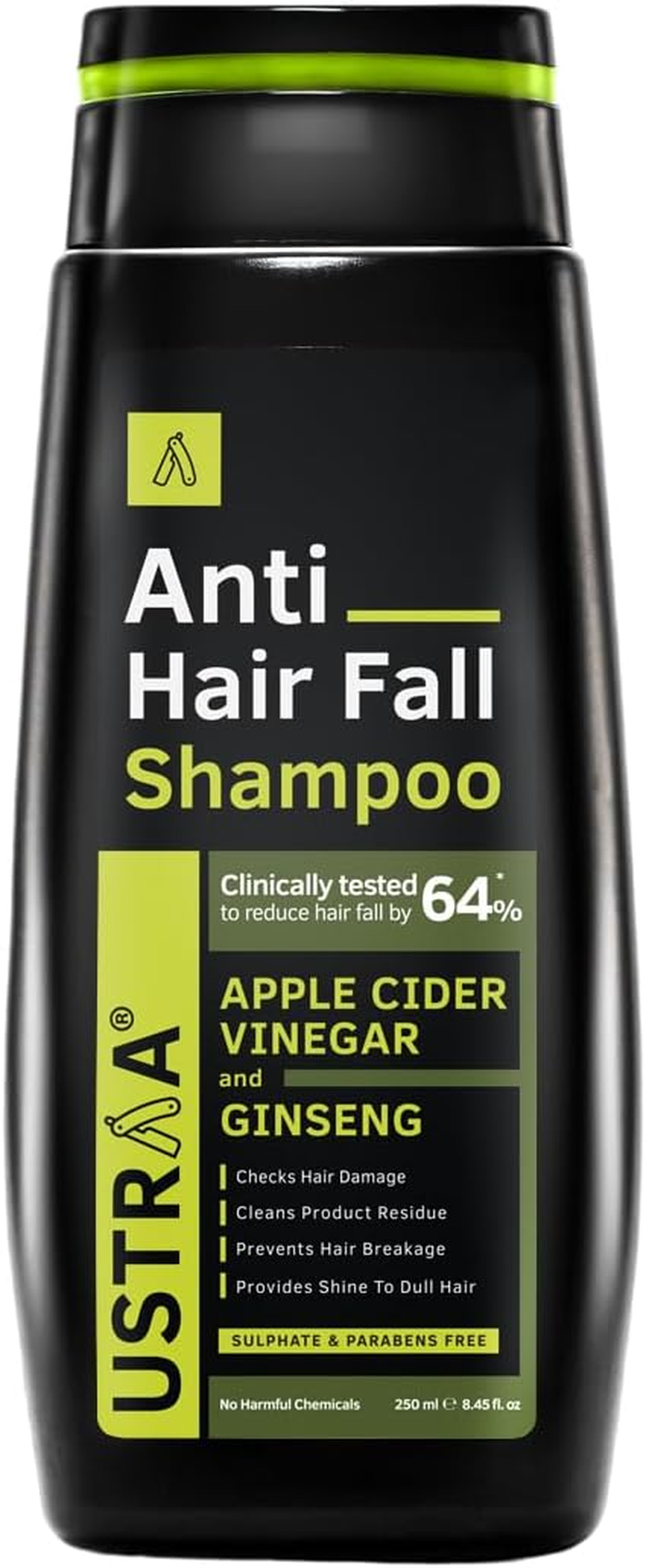 Ustraa anti Hair Fall Shampoo with Apple Cider Vinegar - Prevents Hair Fall, Strengthens Weak & Falling Hair and Adds Shine & Lusture to Hair - Sulphate & Paraben Free - 6.76 Oz image number 3