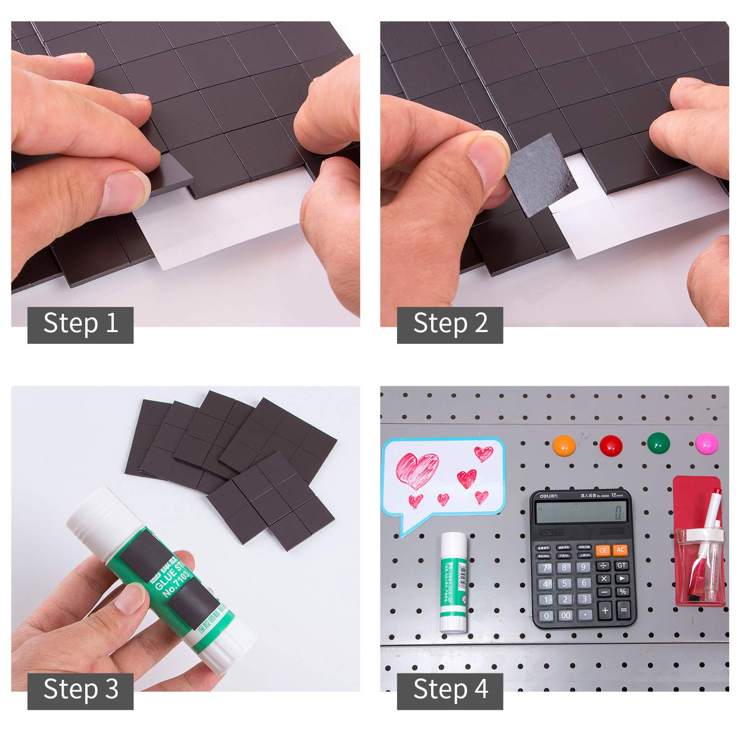 110Pcs Self Adhesive Magnets Squares Sticky Magnetic Strips Tapes Peel and Sticky Magnet Squares for DIY Craft, Fridges, Boards, School Art Projects, 4/5" X 4/5" X 0.08" image number 2