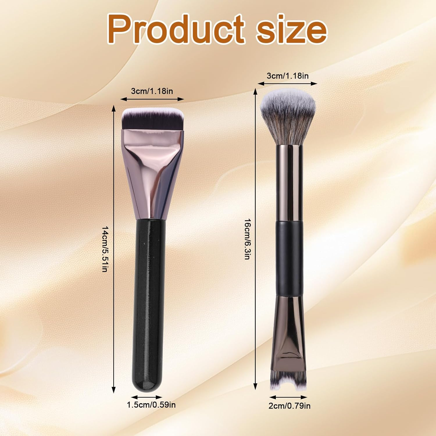 BOXOB 2Pcs 2-In-1 Nose Contour Brush Set, Sculpting Dual-End Nose Brushes with Flat Brush Dual Head Makeup Tools for Sculpting and Defining Noses Contour