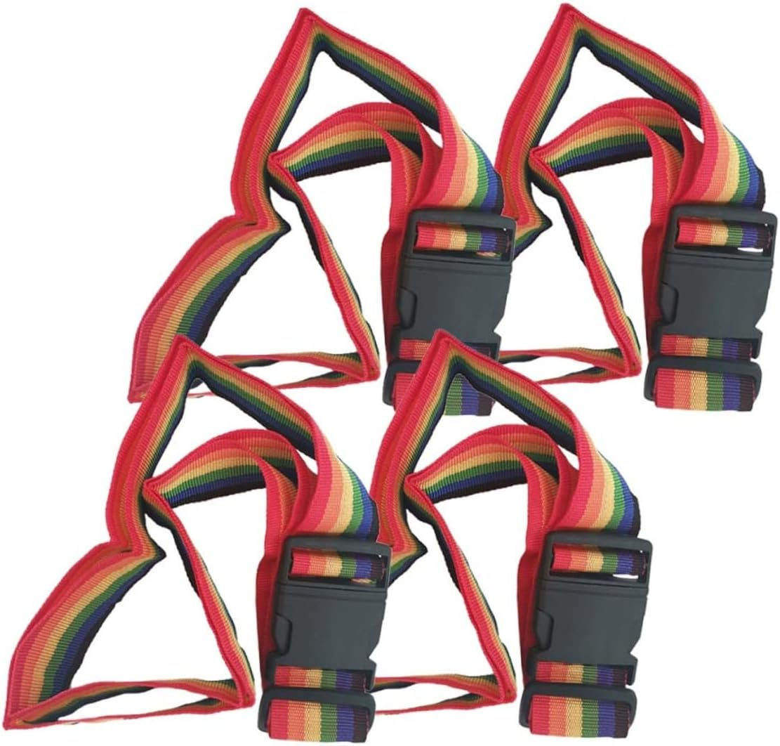 GLEAVI 4Pcs Rainbow Luggage Straps Sturdy Buckle for Suitcases and Bags Colorful Travel Packing Straps for Secure Bundling image number 2