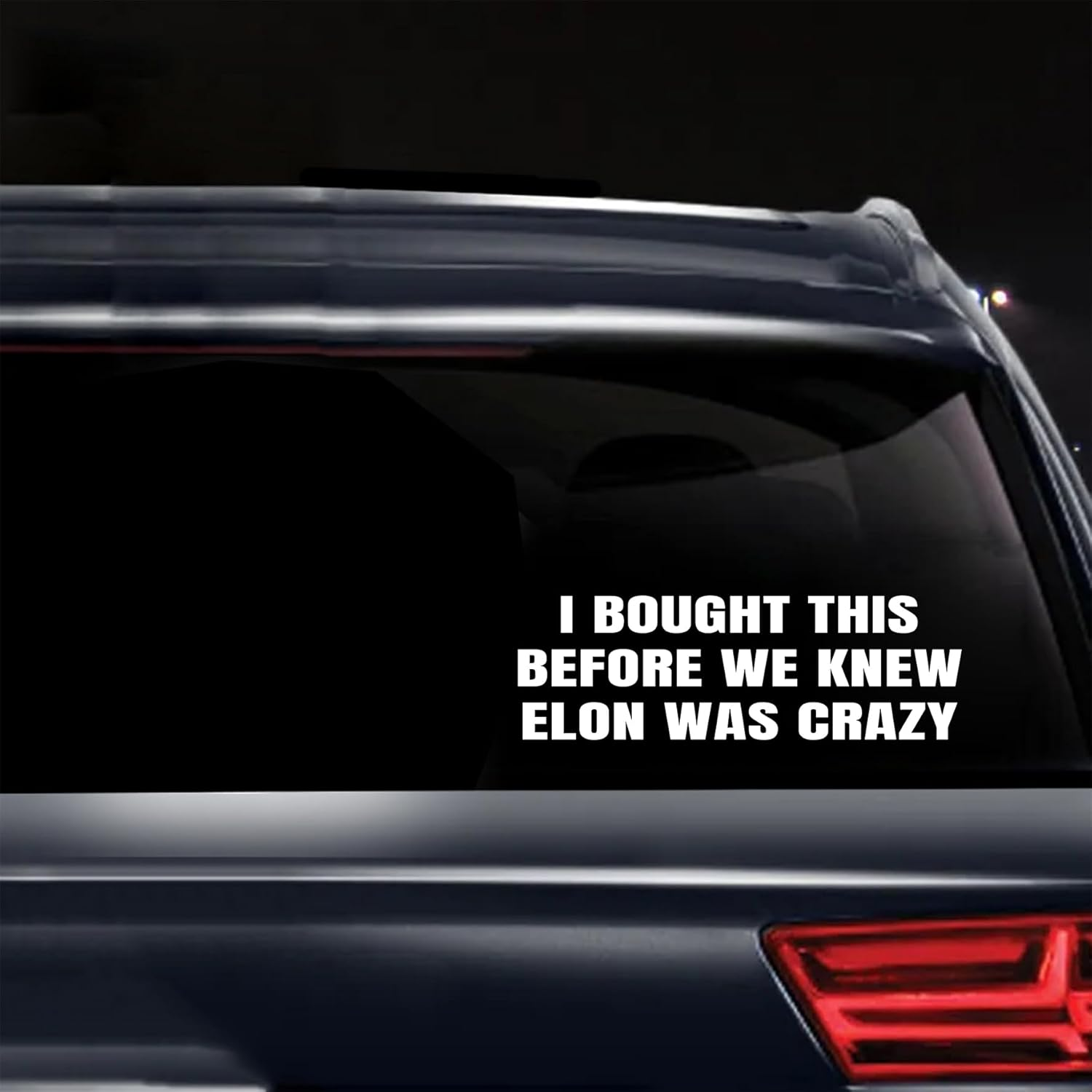 Anti Elon Car Decal Bumper Sticker I Bought This before We Knew Elon Was Crazy! Elon Musk Elon Sucks Vinyl Decal Cling for Car Bumper, Laptop, Wall, Window (Black)