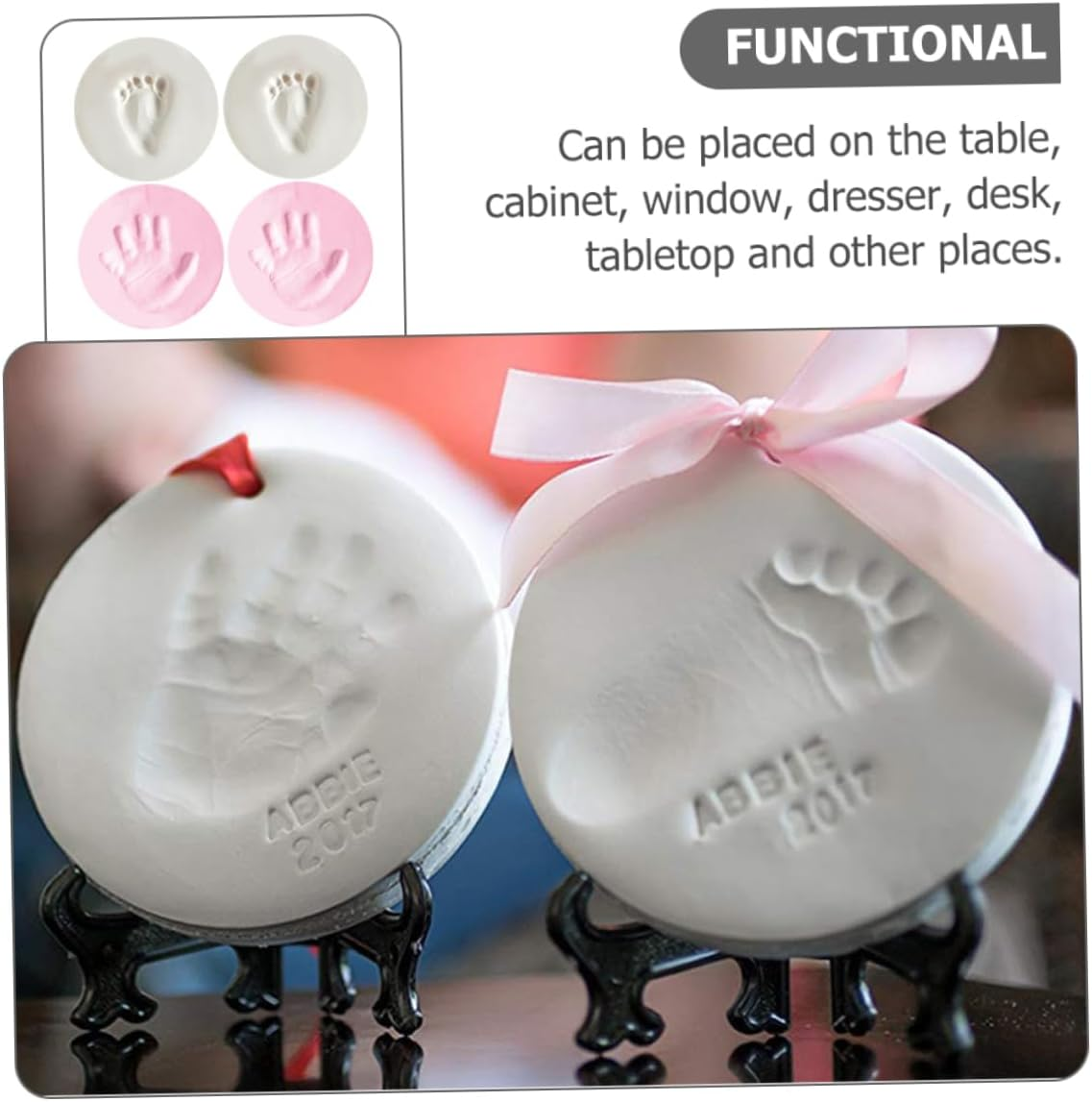 4Pcs Handprint Footprint Keepsake Kit for Newborns Shower Gifts Handprint Holder Boy Girl Footprint Keepsake Birthday