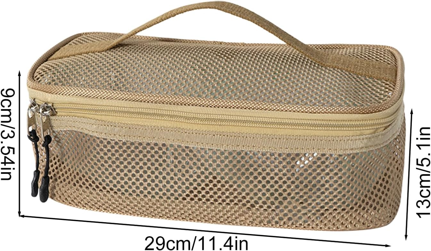 Camping Cookware Bag, Portable Kitchen Utensils Pouch, Breathable Mesh Utensils Makeup Storage Bag for Camping Barbecue Picnic Climbing Beach Adventure Vacation image number 6