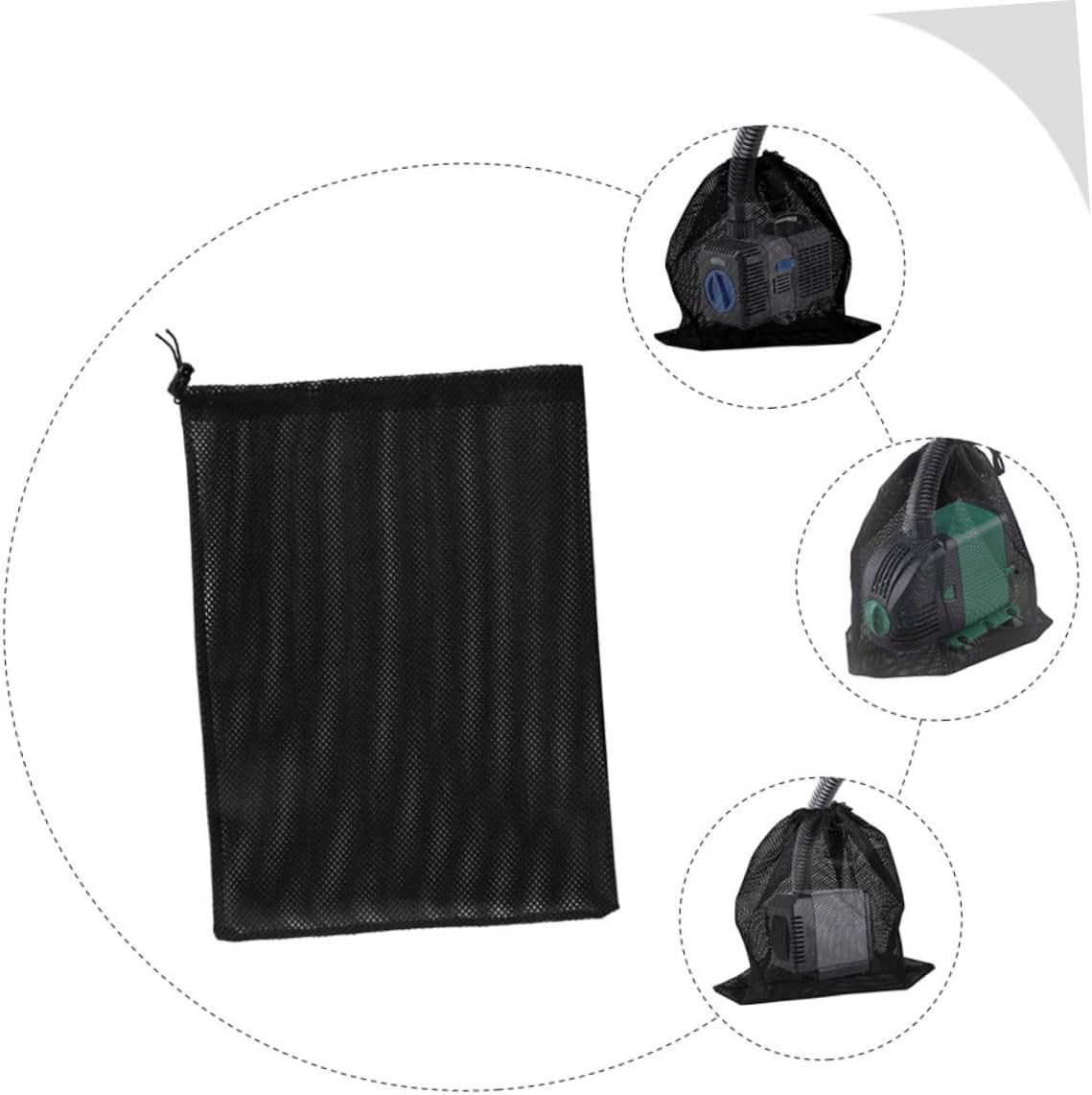Pump Filter Mesh Bag with Drawstring Black Barrier Bag for Debris Filtration Suitable for Aquarium Fish Tank Pumps Prevents Clogging and Damage image number 6