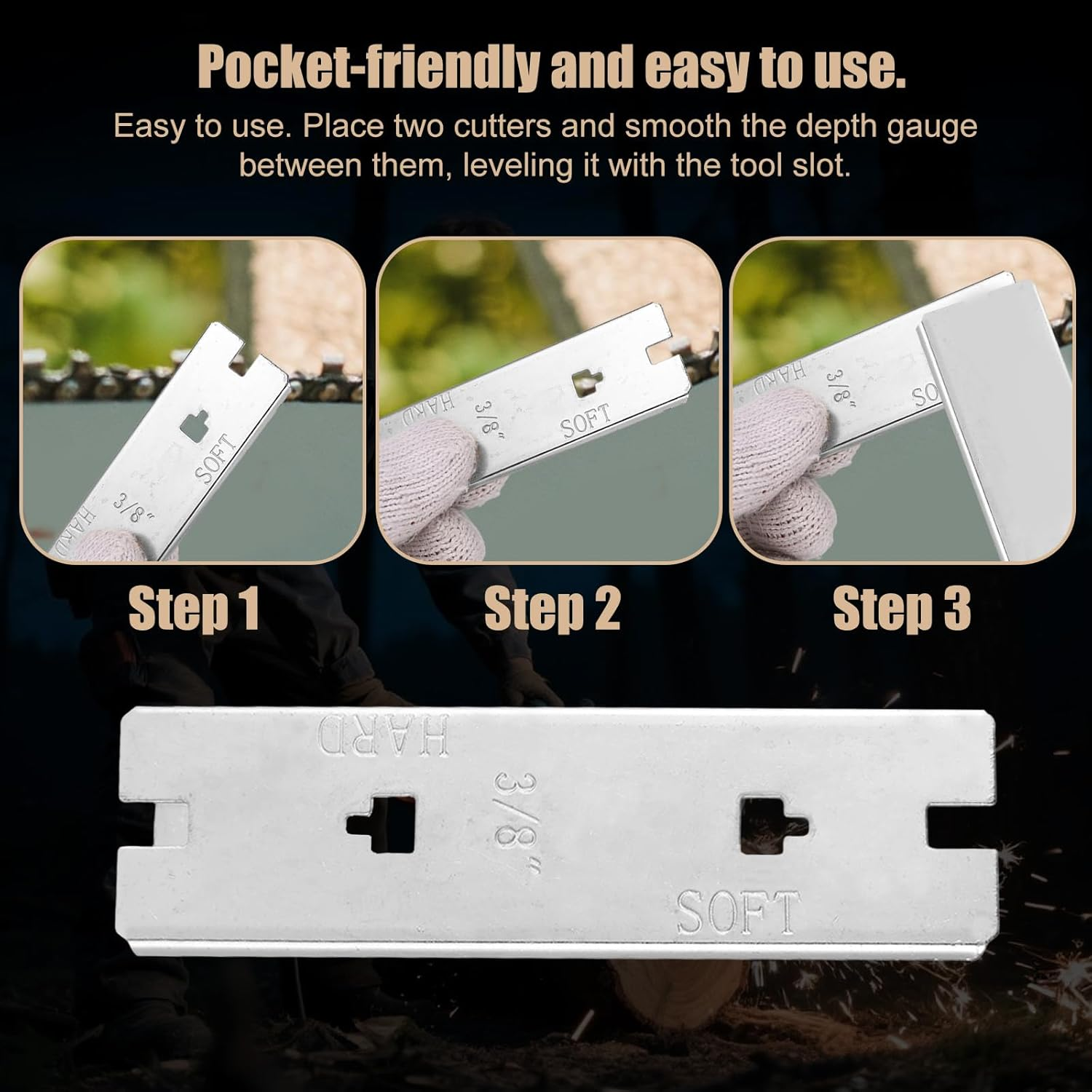Chainsaw Raker Gauge, Stainless Steel 3/8In Chainsaw Raker Depth Gauge Compatible with Husqvarna 5056981-01N 73LP 73VL (H42) image number 1