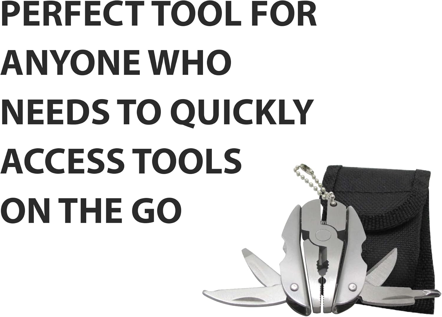 Mini Plier Keychain Set - 6-In-1 Multitool Plier, Adjustable Wrench & Carry Case - Multifunctional All in One Tool - Wire Strippers, Phillips Screwdriver, Knife, File & Flat Screwdriver image number 5