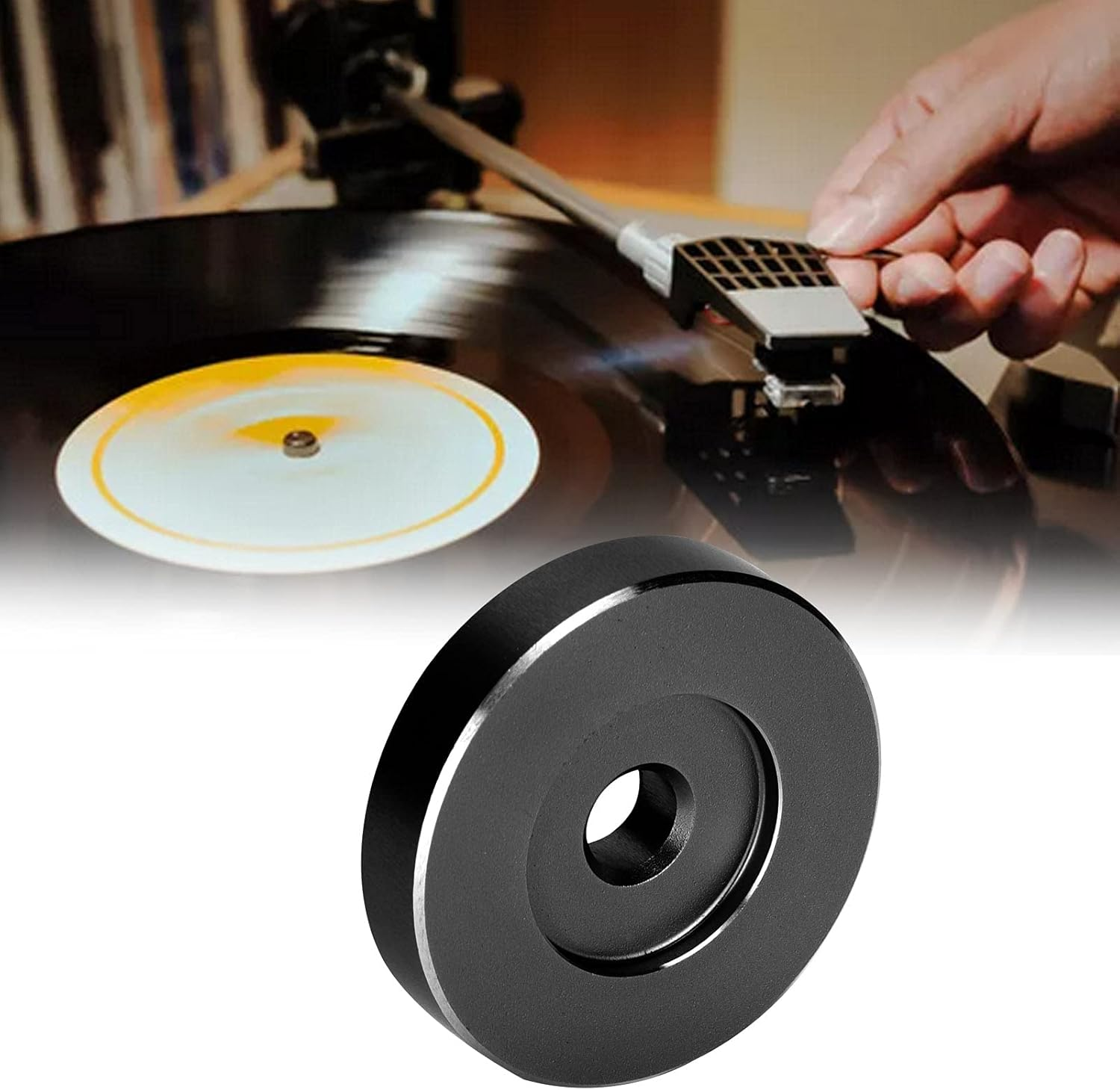 Record Turntable Adapter, 45 RPM Adapter for Most Big Hole Records Turntable, Record Dome Adapter, Made of All Aluminum, Silver/Golden/Black(Black) image number 4